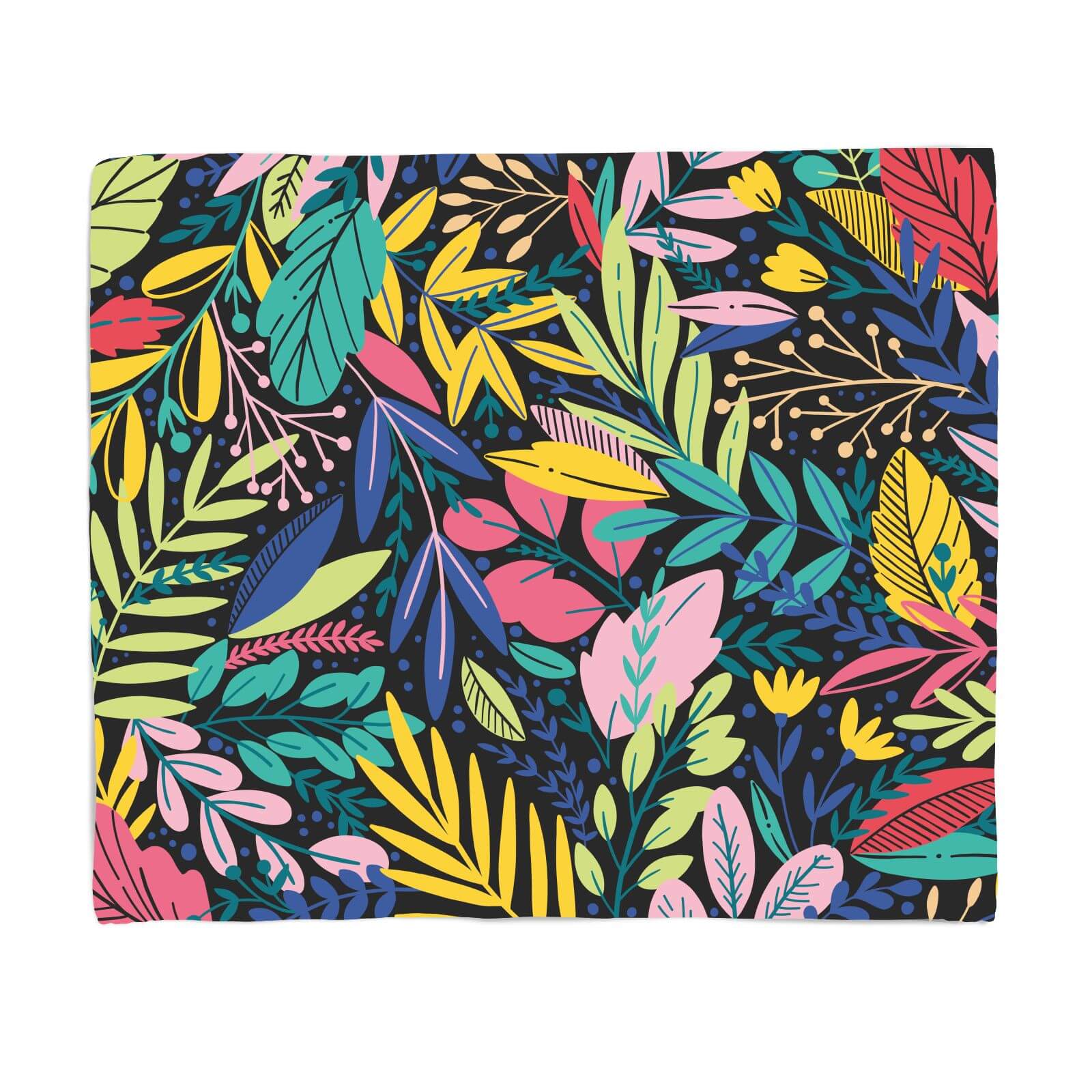 Dark Leaf Pattern Fleece Blanket