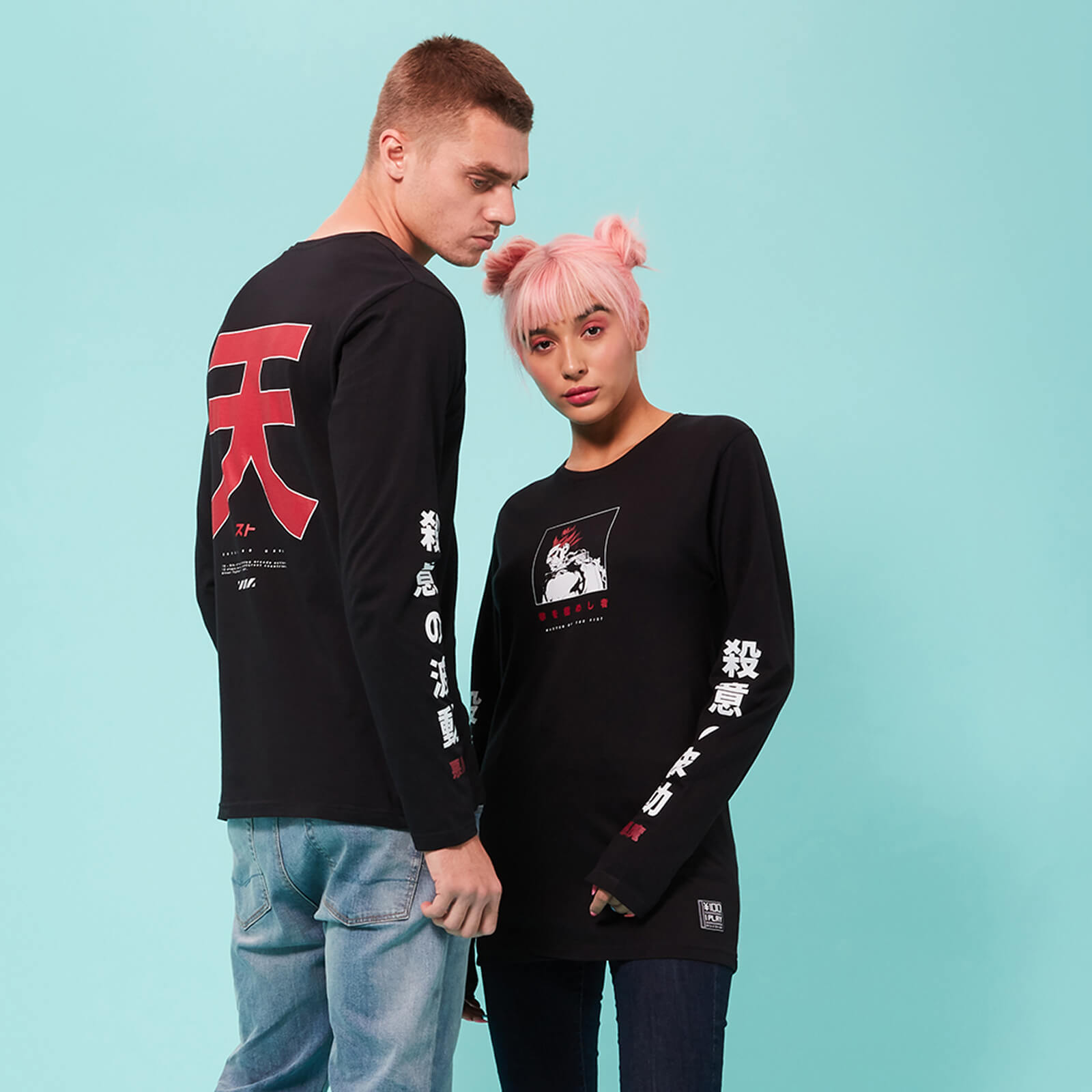 Street Fighter Arcade Akuma Long Sleeved Unisex T-Shirt - Black - S