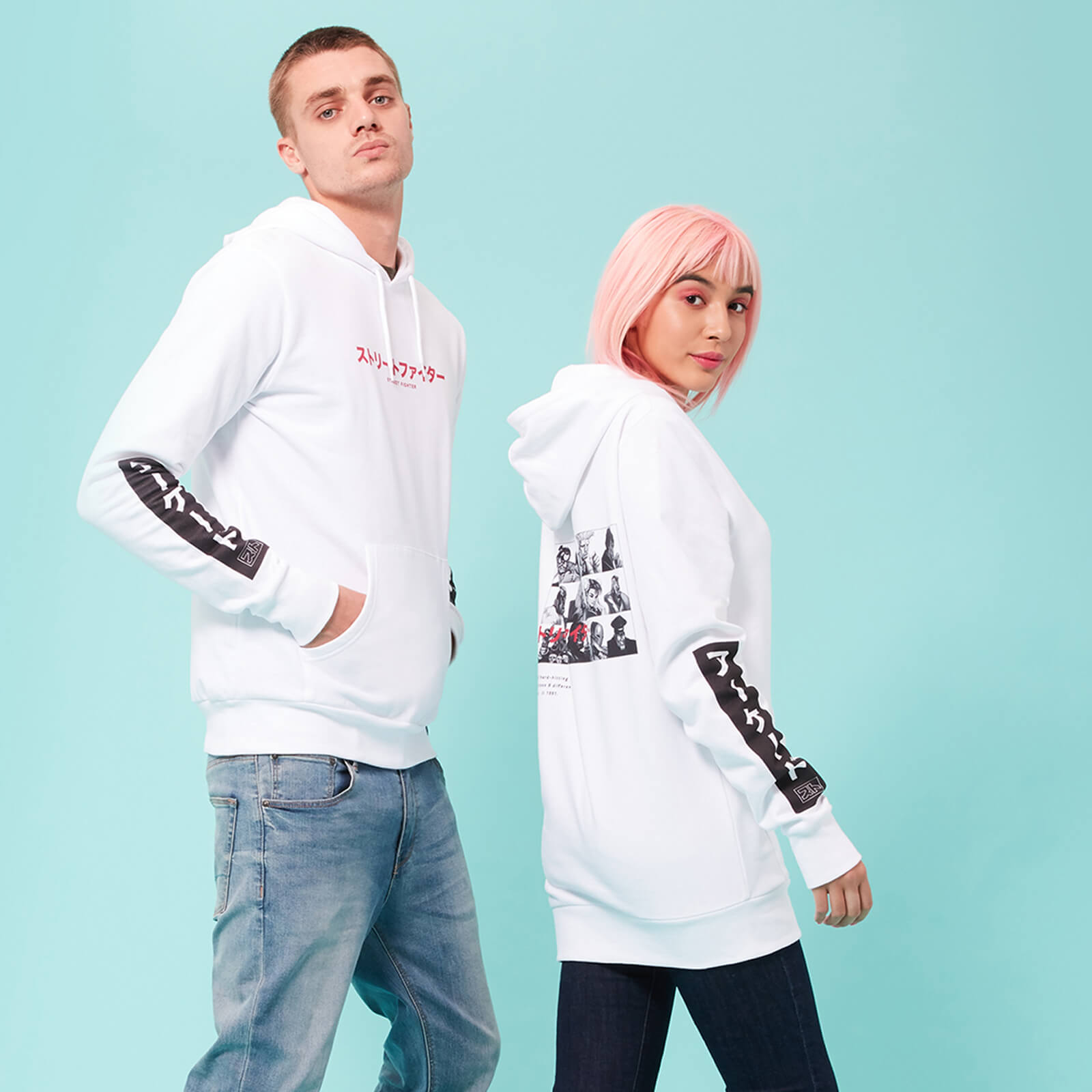 Street Fighter Arcade Line Up Unisex Hoodie - White - S - White