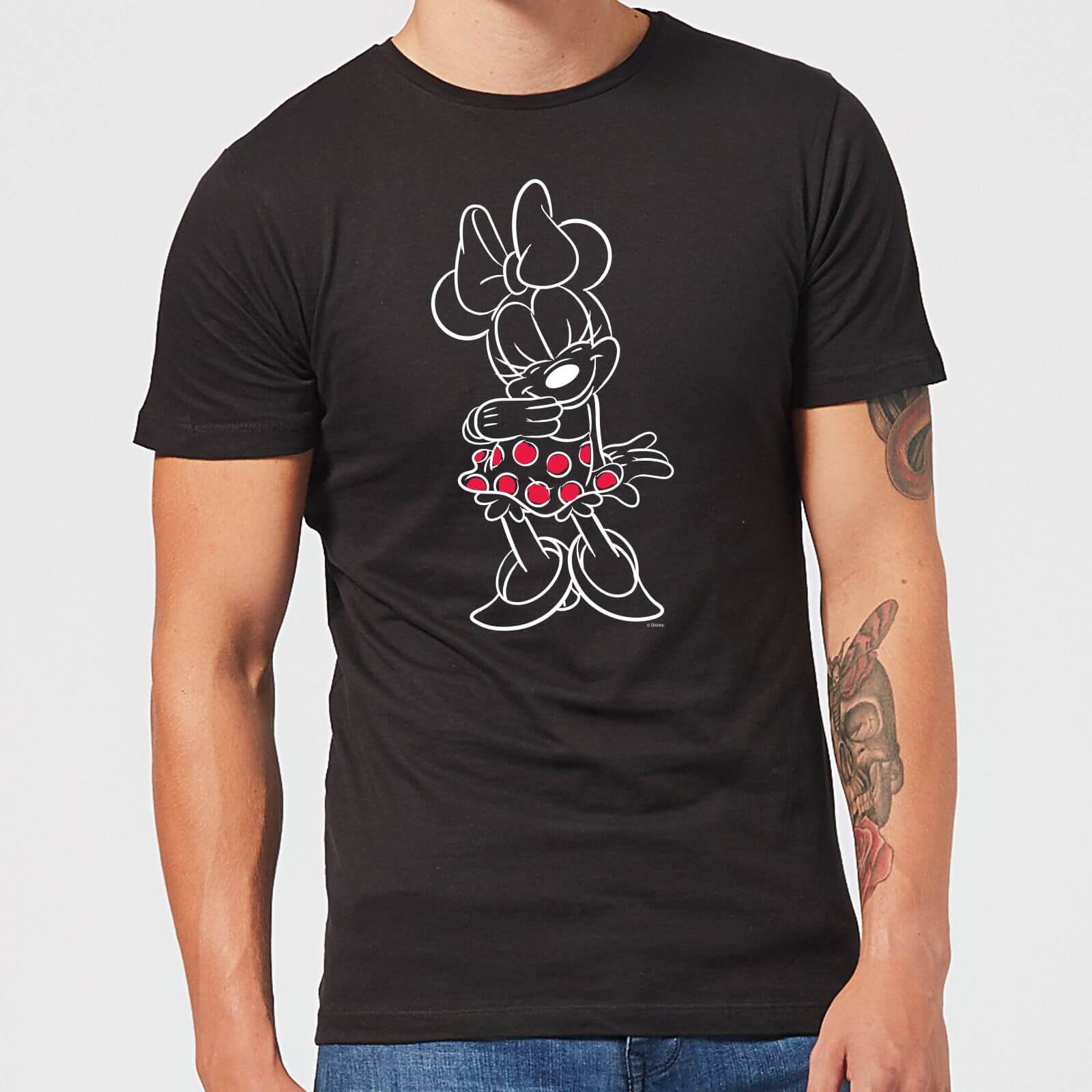 Disney Mini Mouse Line Art Men’s T-Shirt – Black – M – Negro