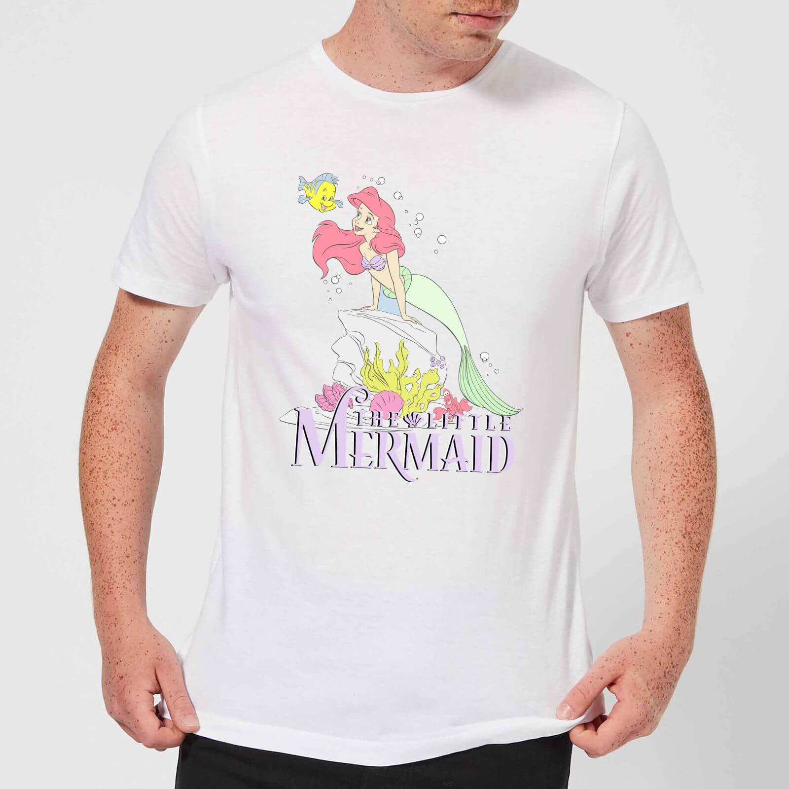 Disney Little Mermaid Men's T-Shirt - White - L