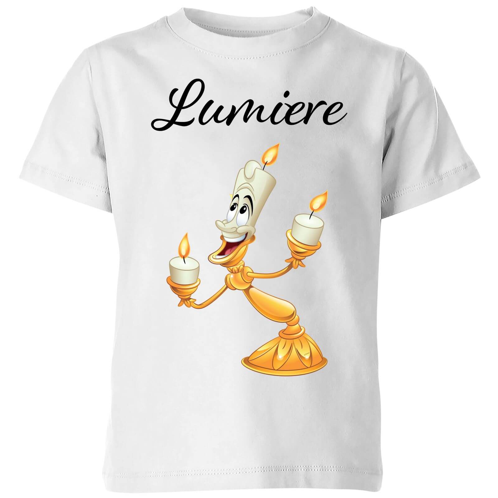 Disney Beauty And The Beast Lumiere Kids' T-Shirt - White - 5-6 Years - White