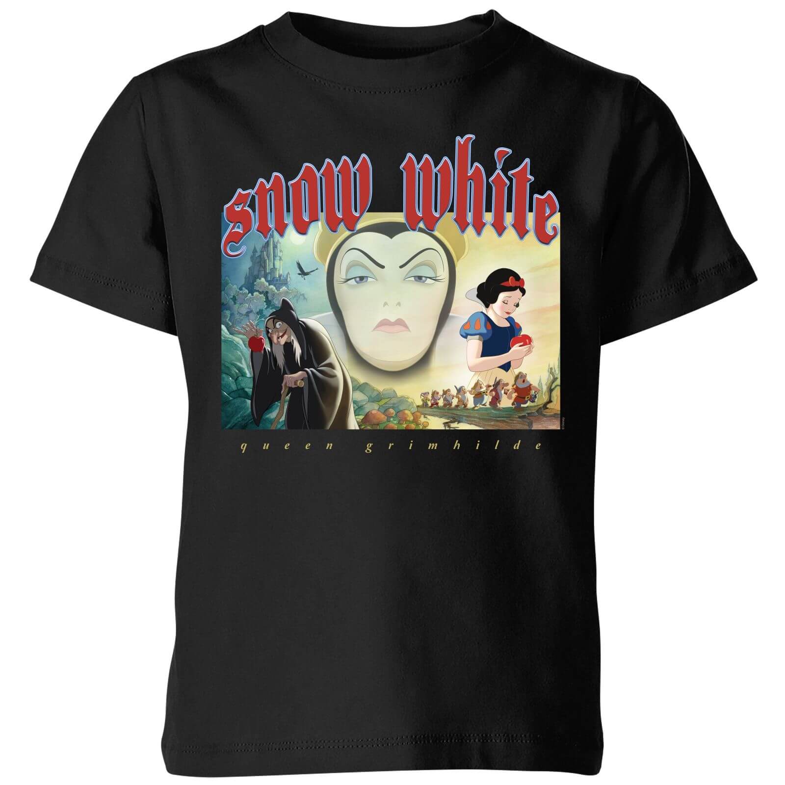 Disney Snow White And Queen Grimhilde Kids' T-Shirt - Black - 5-6 Years - Black