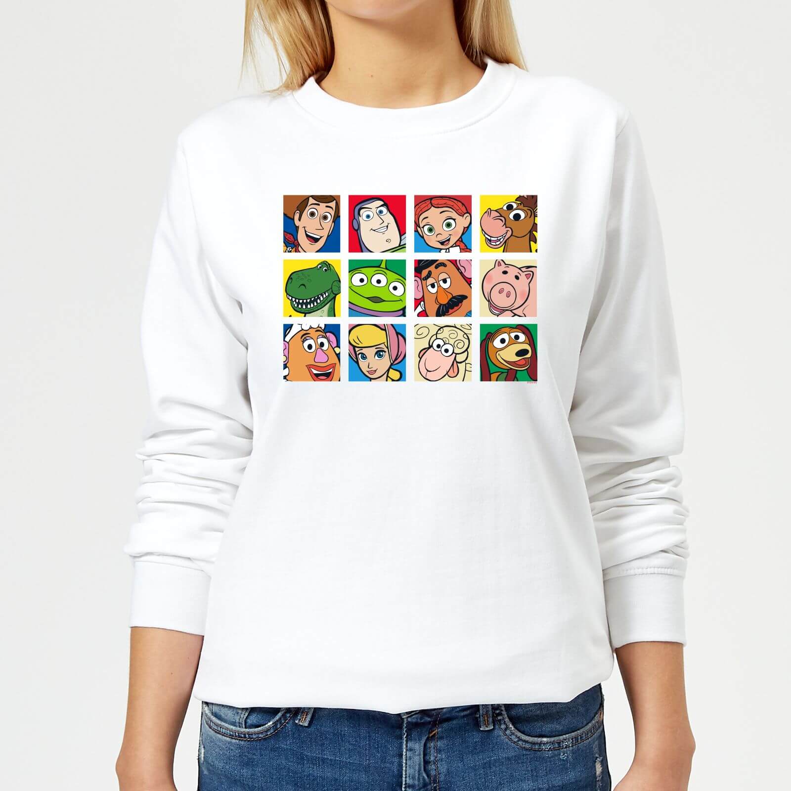 Disney Toy Story Face Collage Women's Sweatshirt - White - XL
