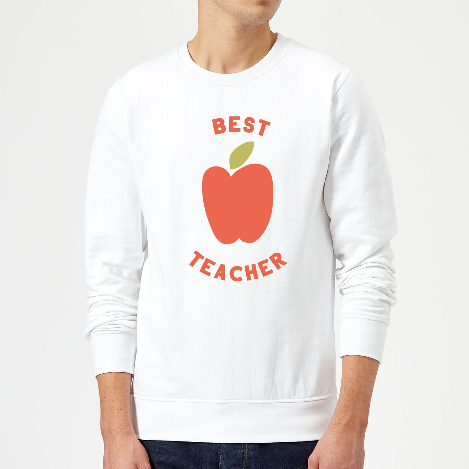 Best Teacher Apple Sweatshirt - White - L - White