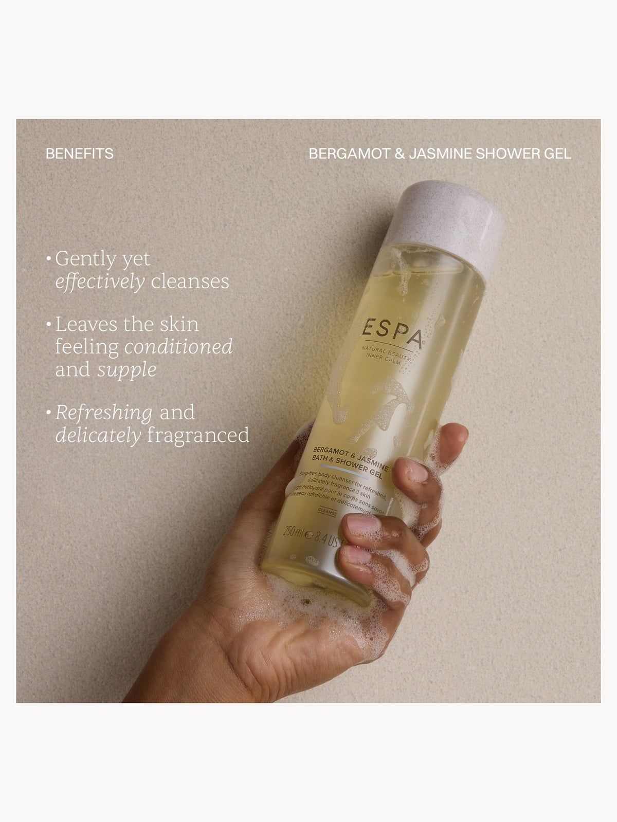 ESPA Bergamot and Jasmine Bath and Shower Gel 250ml 2