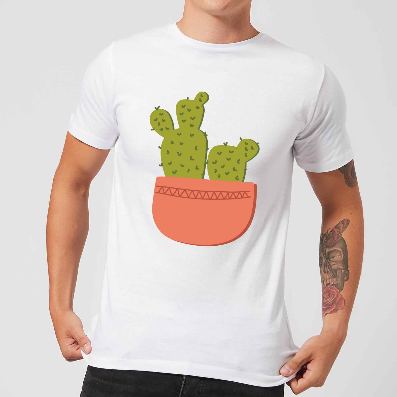 Two Potted Cacti Men's T-Shirt - White - S - White