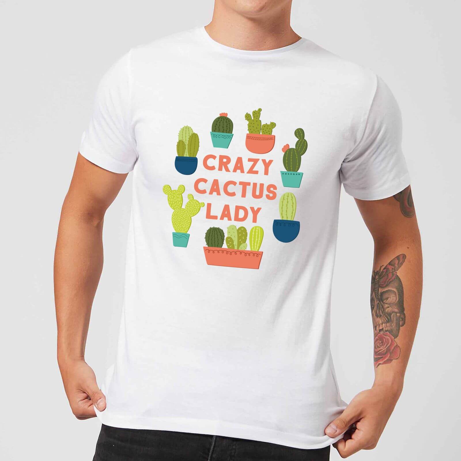 Crazy Cactus Lady Men's T-Shirt - White - M - White