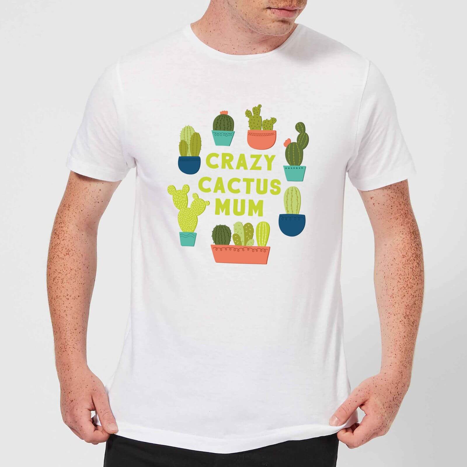 Crazy Cactus Mum Men's T-Shirt - White - S - White