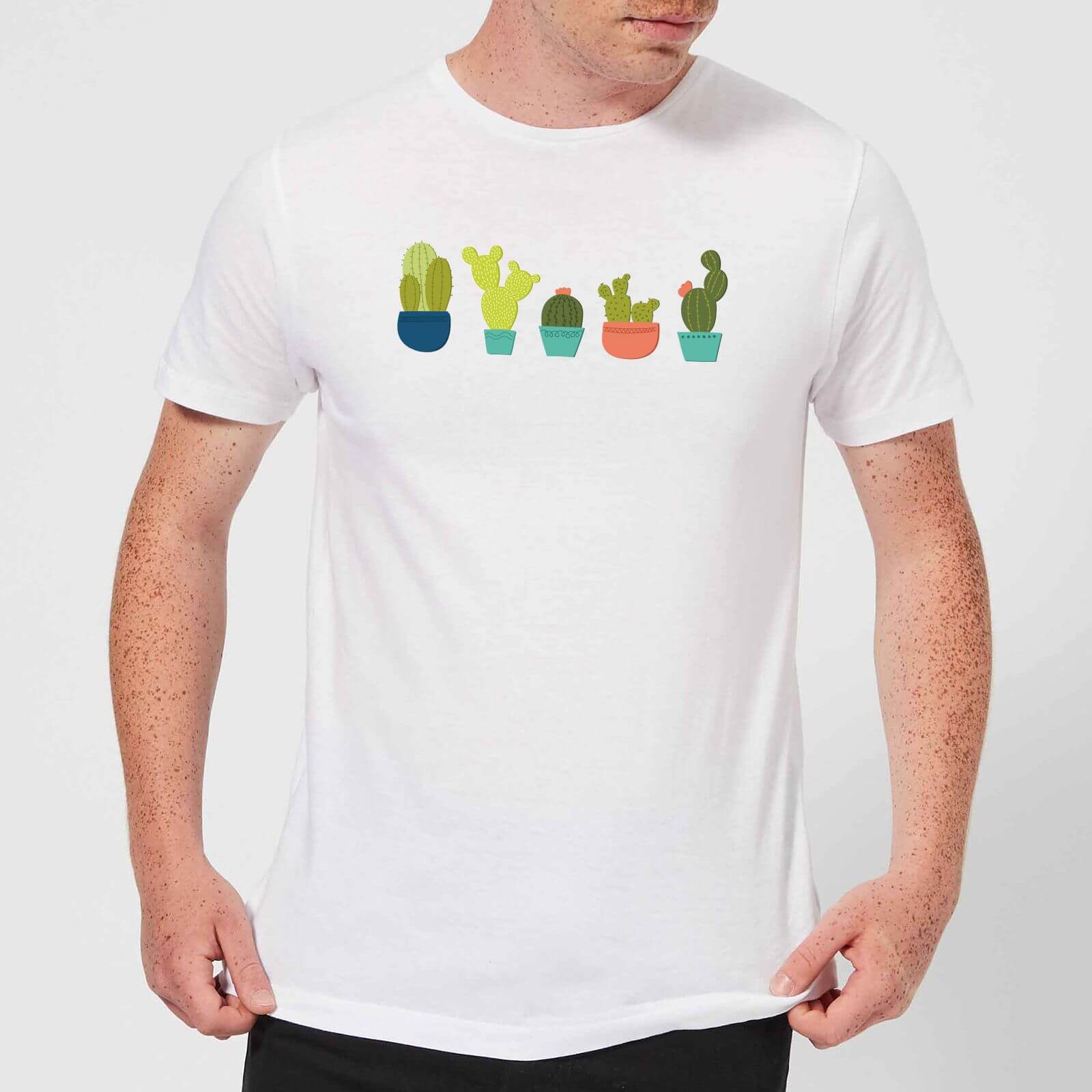 Cacti In A Row Men's T-Shirt - White - XXL