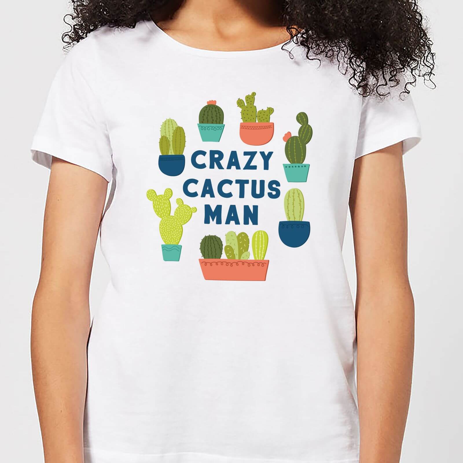 Crazy Cactus Man Women's T-Shirt - White - L - White