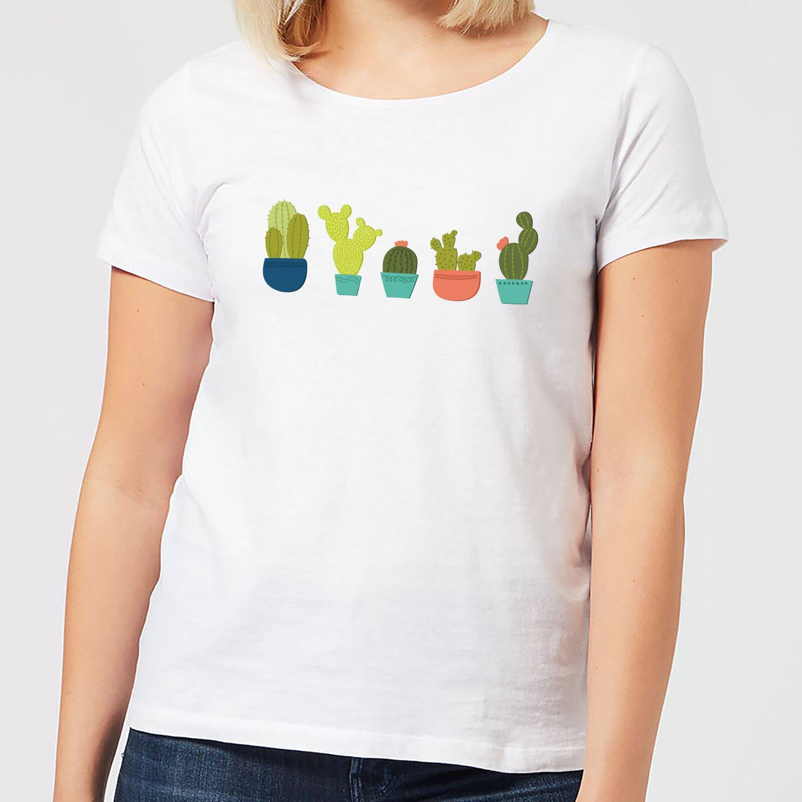 Cacti In A Row Women's T-Shirt - White - L - White