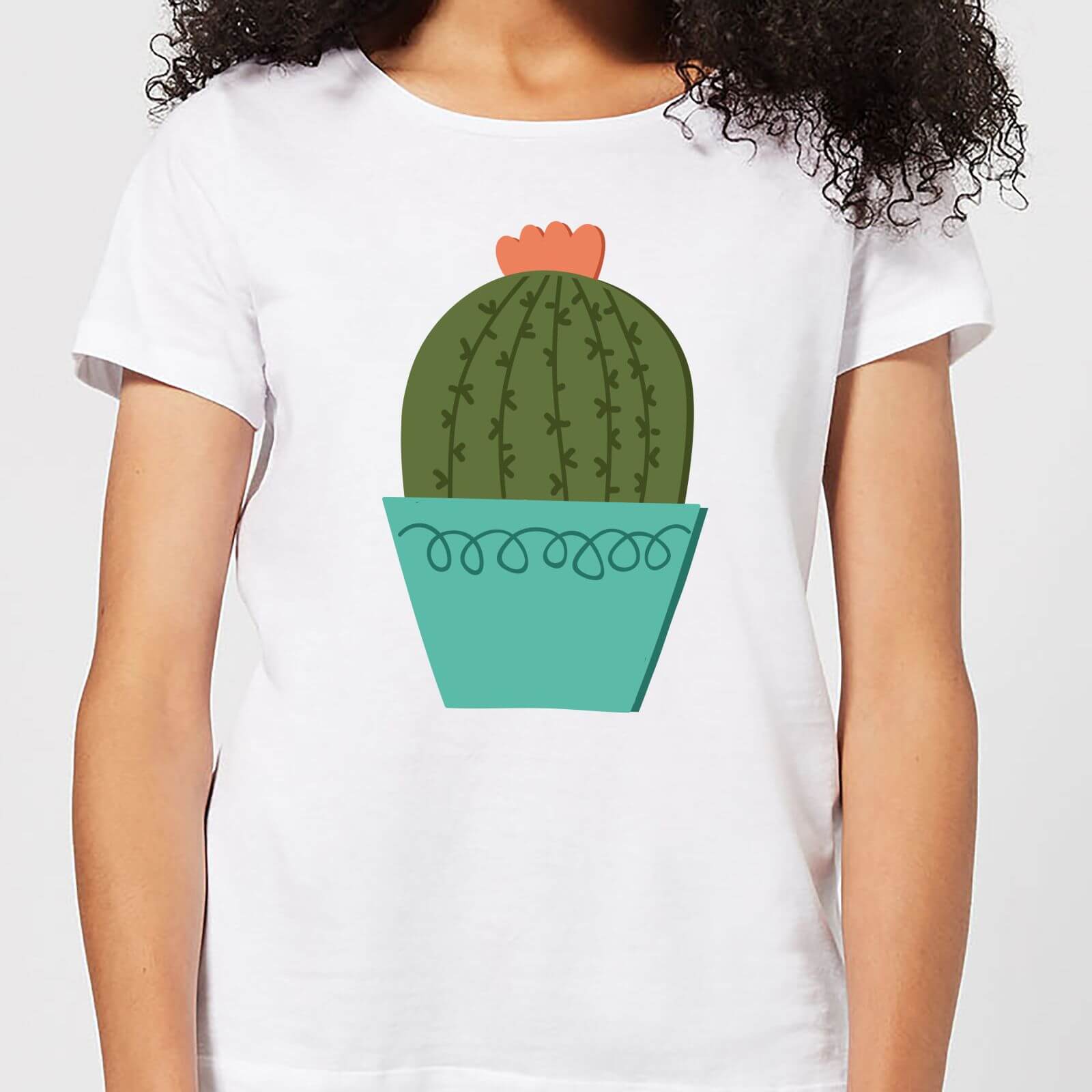 Cactus With Flower Women's T-Shirt - White - S - White