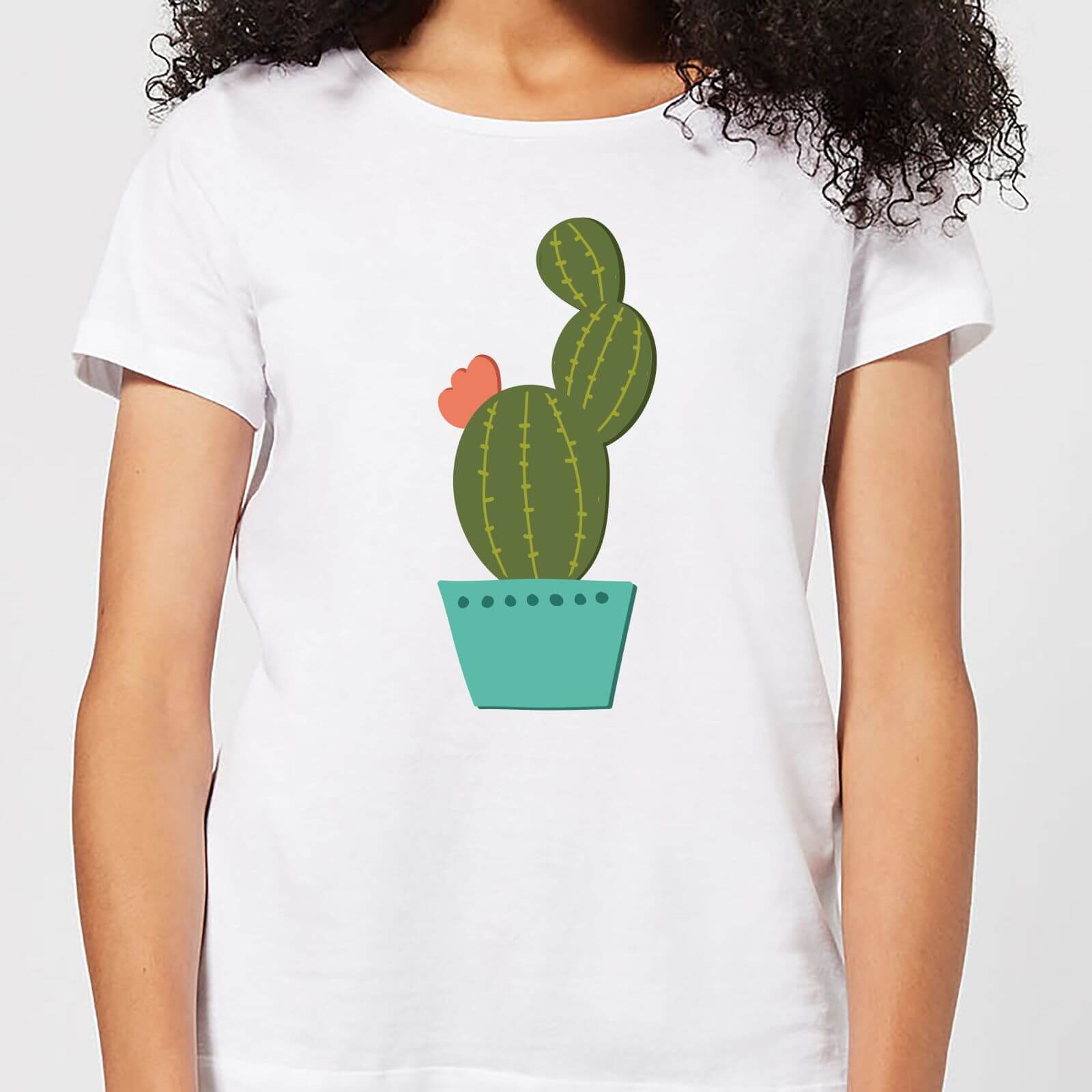 Single Potted Cactus Women's T-Shirt - White - S - White