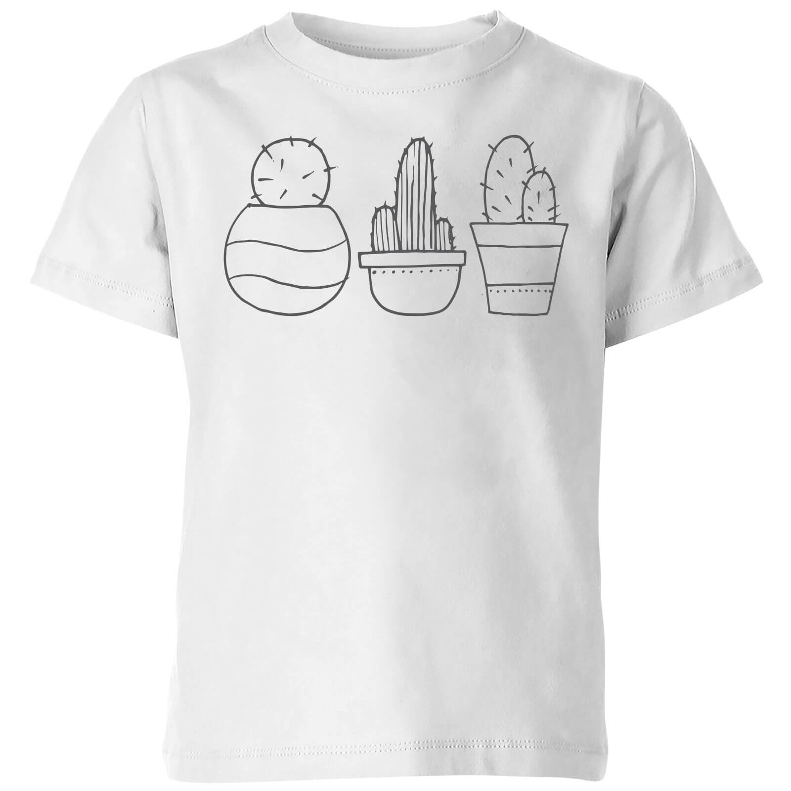 Hand Drawn Cacti Kids' T-Shirt - White - 5-6 Years - White