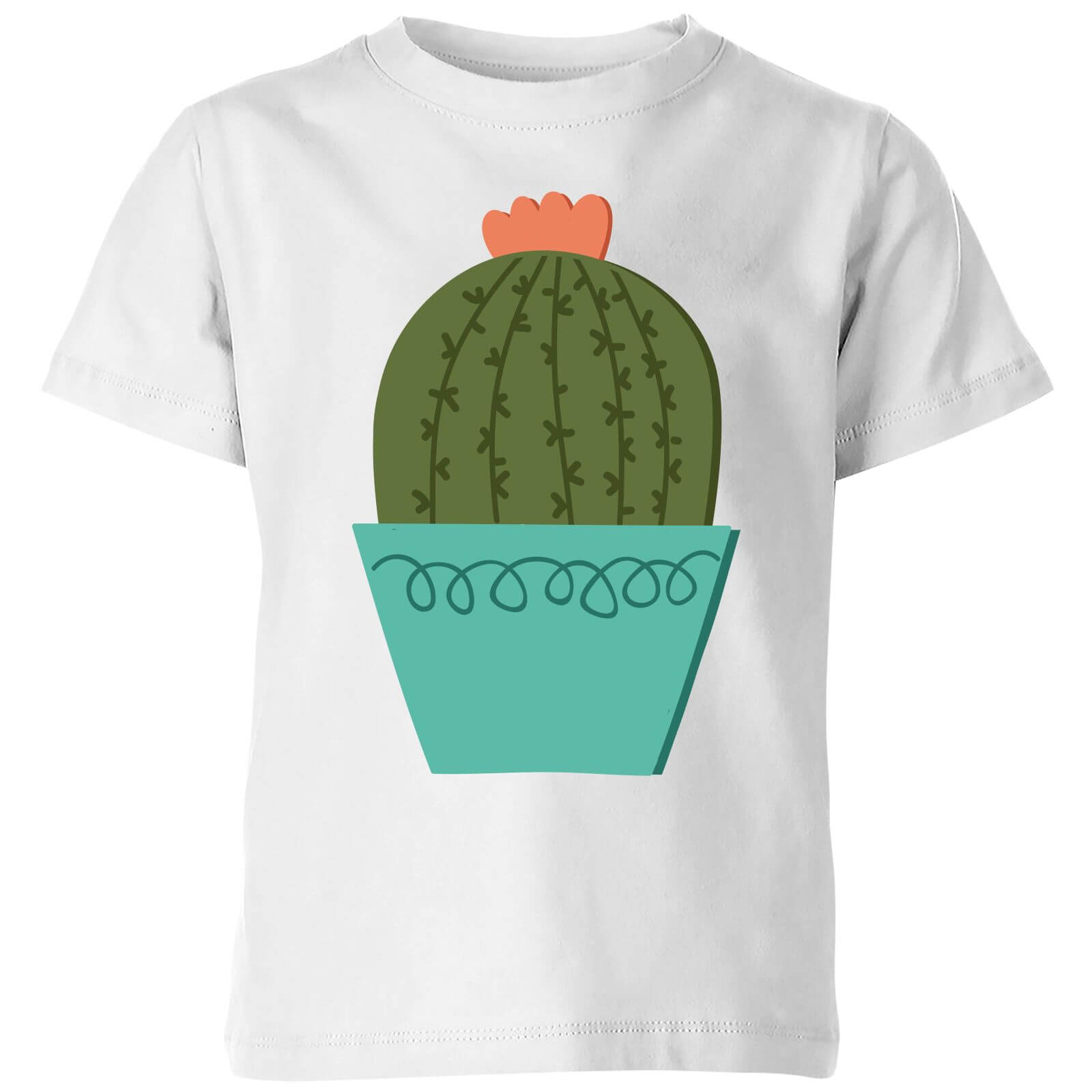 Cactus With Flower Kids' T-Shirt - White - 5-6 Years - White