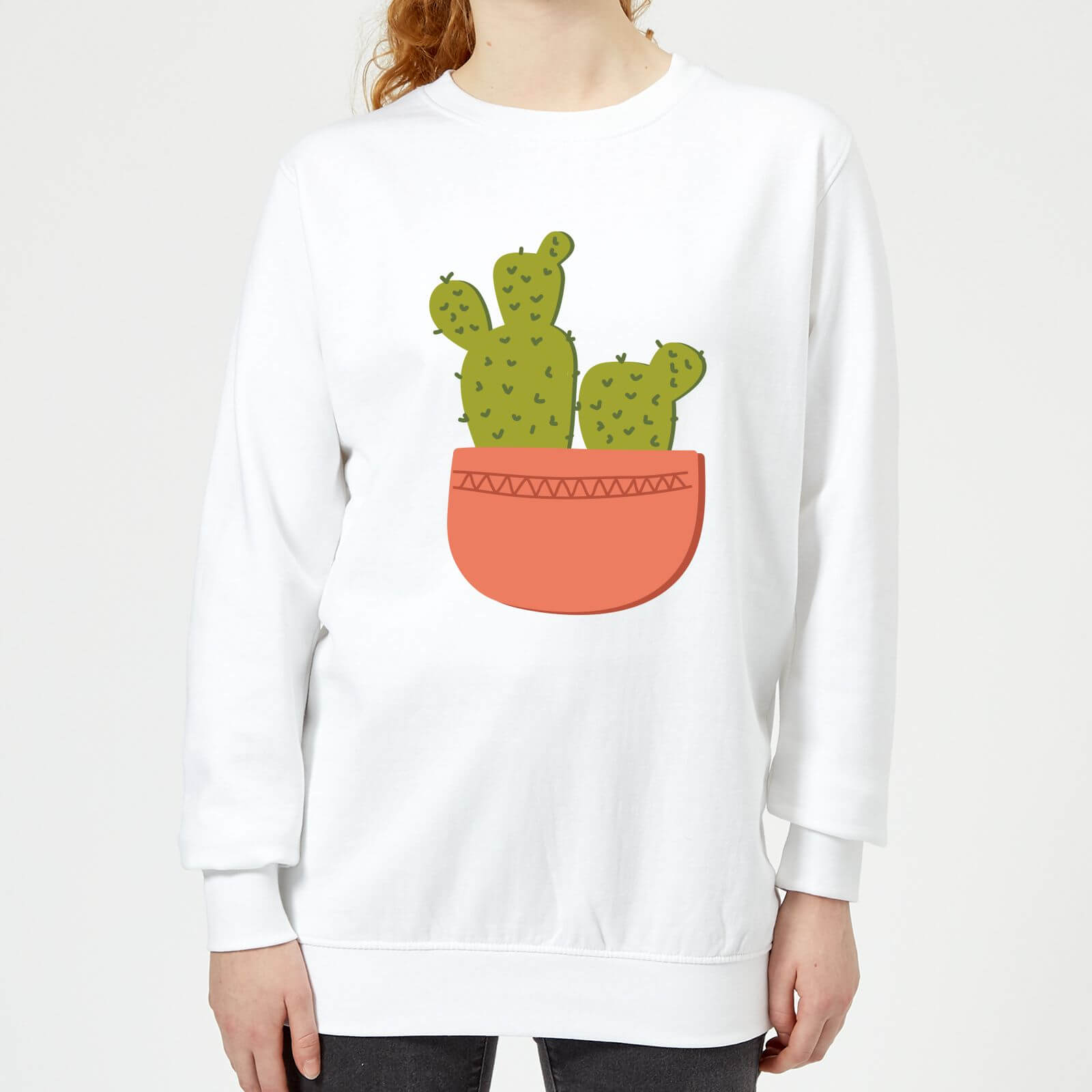 Two Potted Cacti Women's Sweatshirt - White - XS - White