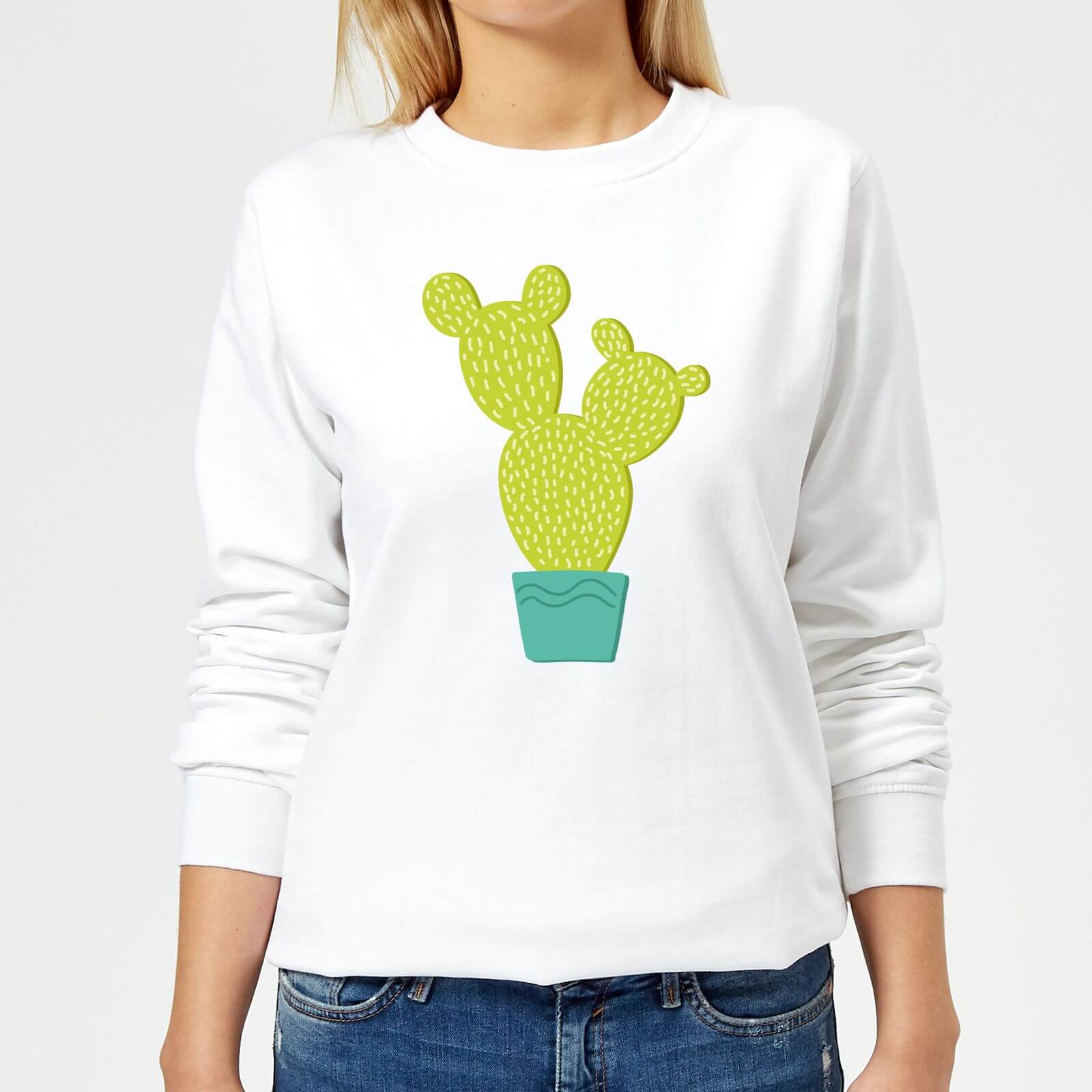 Tall Cactus Women's Sweatshirt - White - XS - White