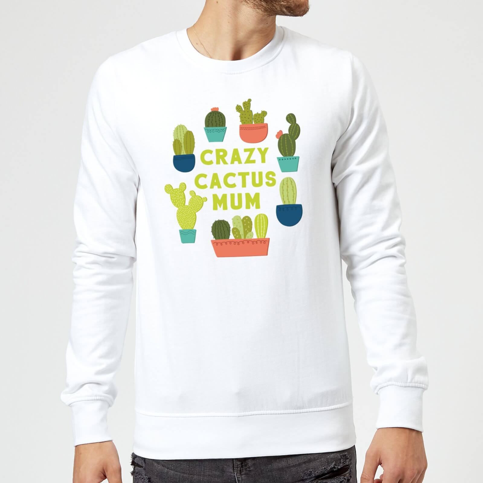 Crazy Cactus Mum Sweatshirt - White - M - White
