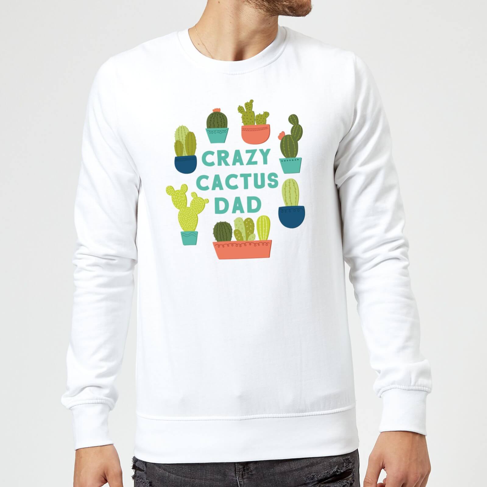 Crazy Cactus Dad Sweatshirt - White - S - White