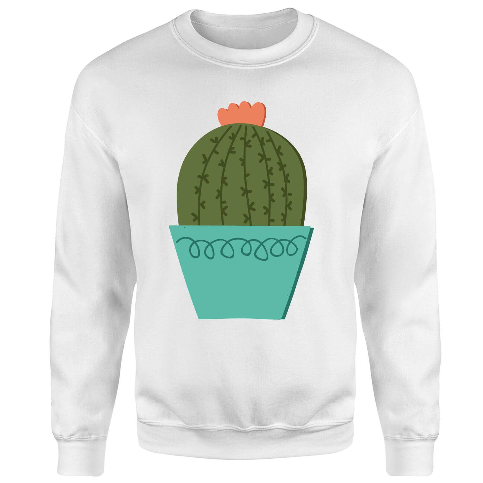 Cactus With Flower Sweatshirt - White - L - White