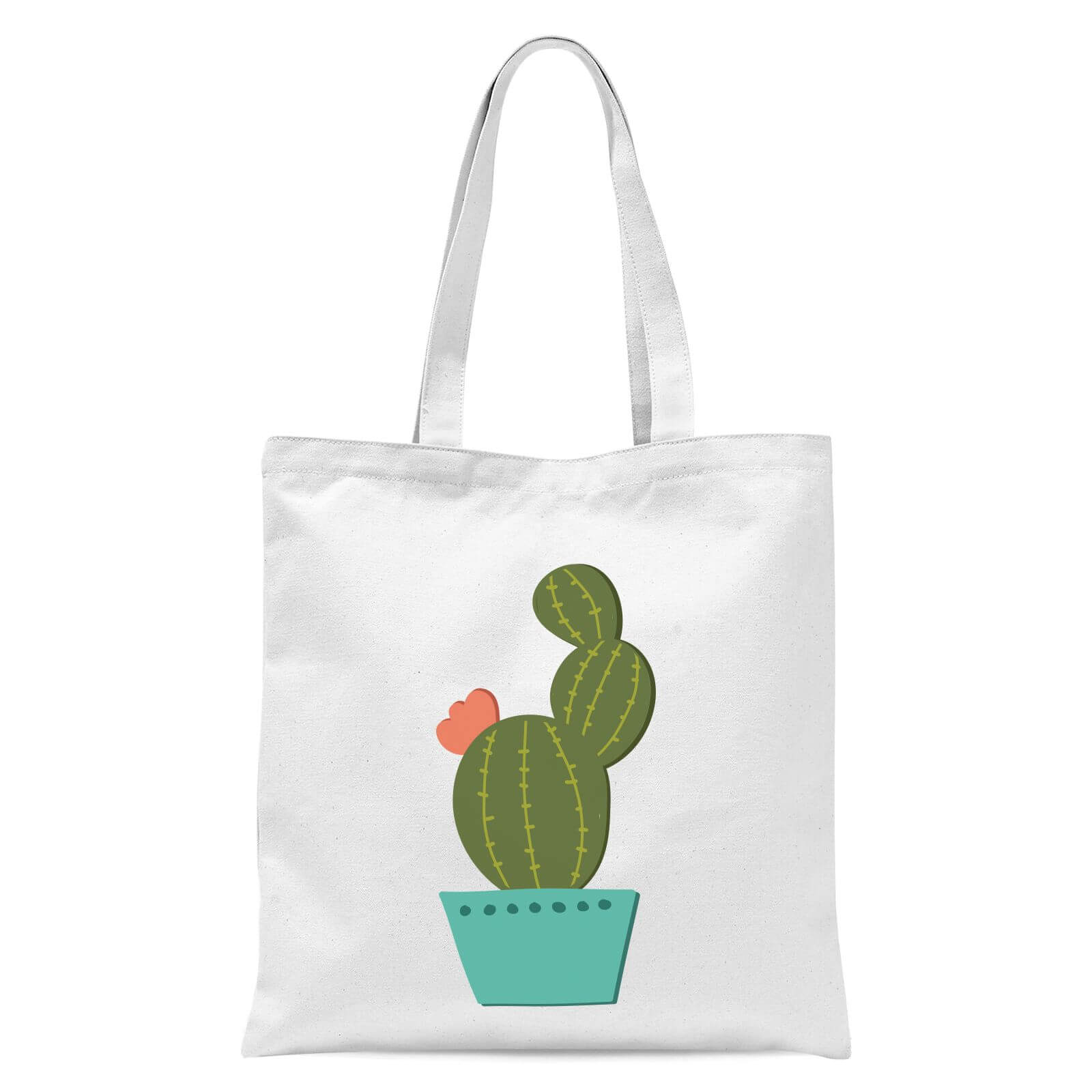 Single Potted Cactus Tote Bag - White