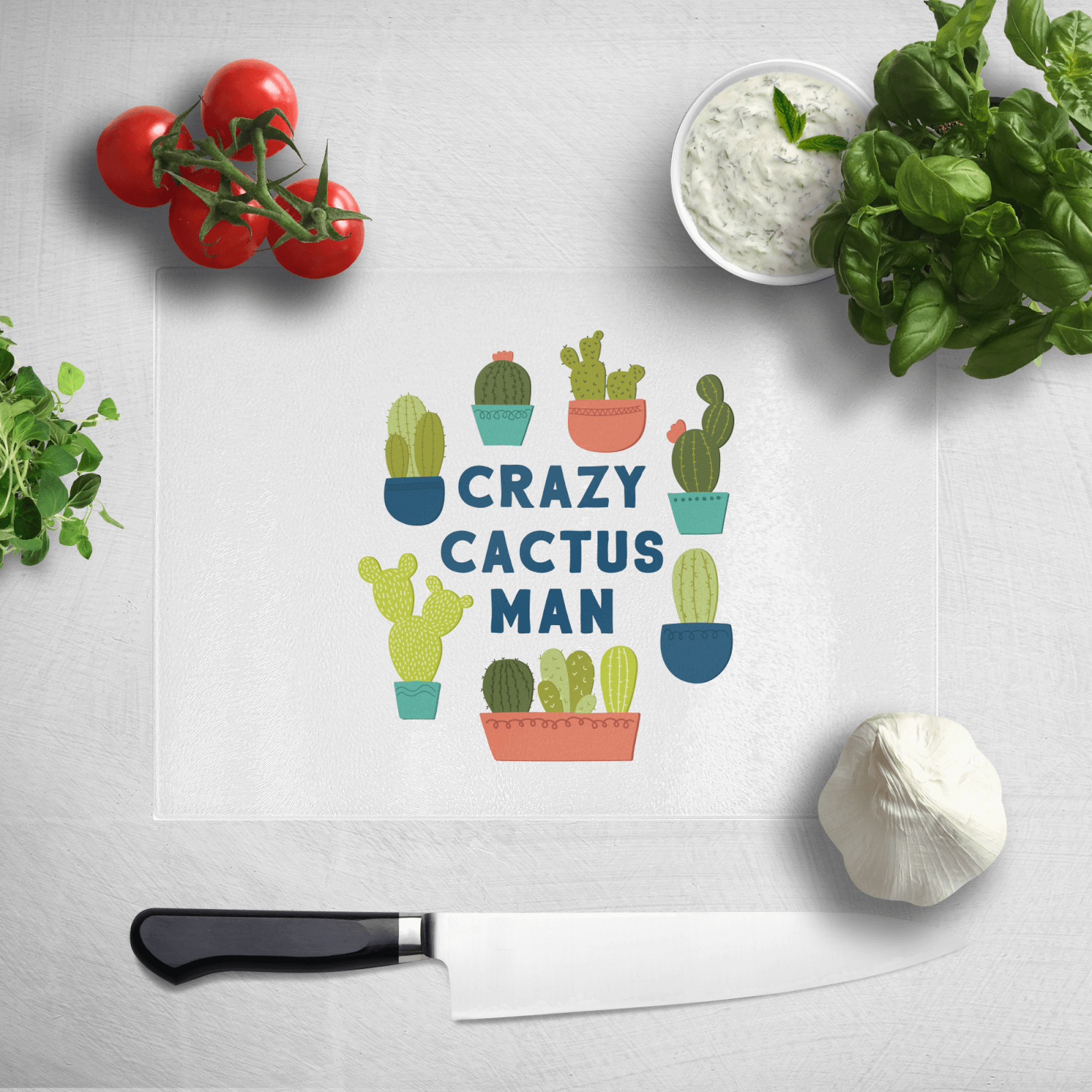 Crazy Cactus Man Chopping Board