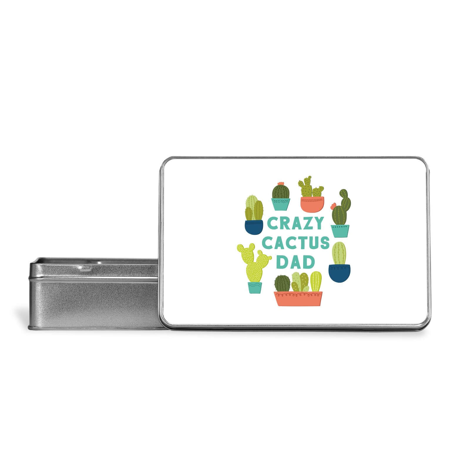 Crazy Cactus Dad Metal Storage Tin