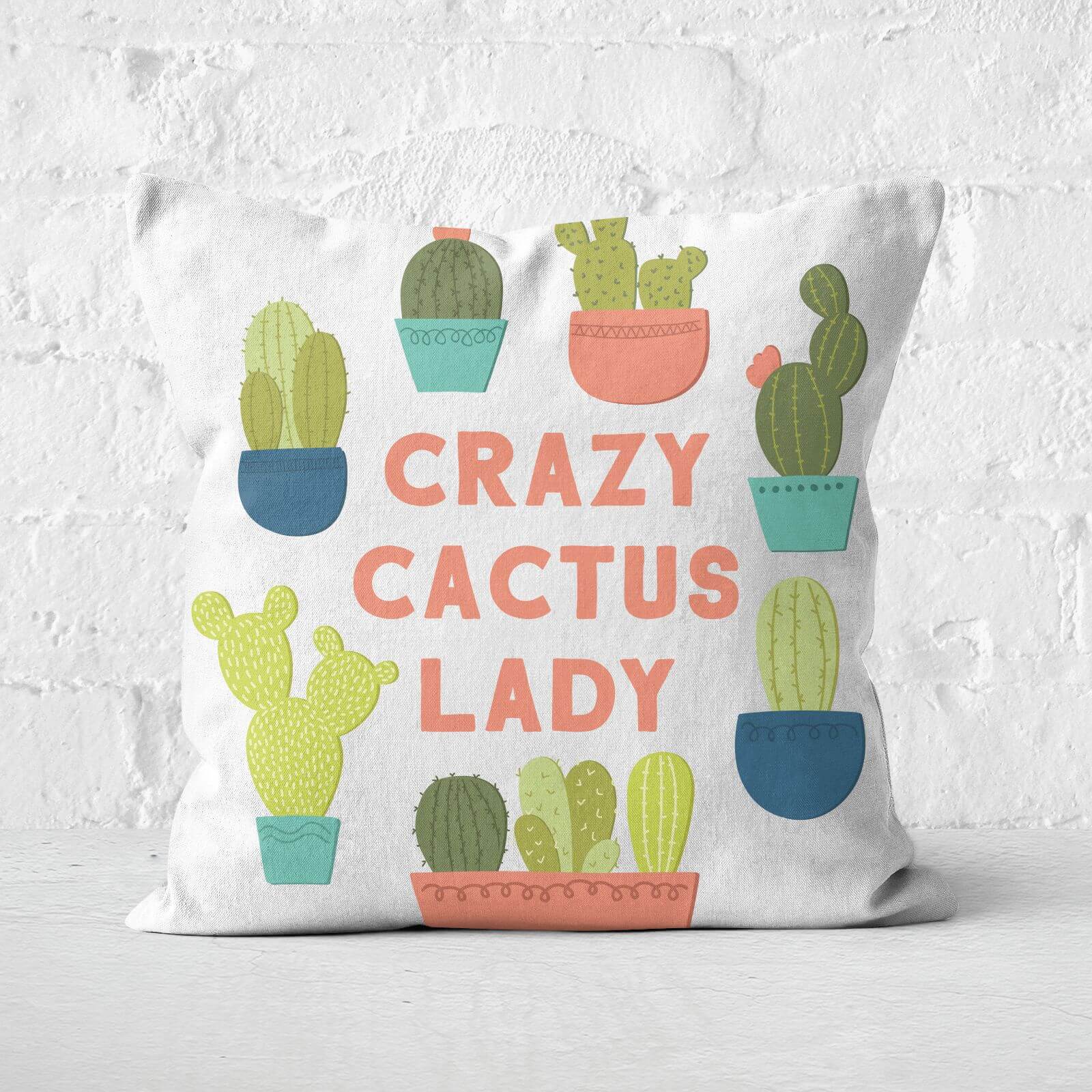 Crazy Cactus Lady Square Cushion - 60x60cm - Soft Touch