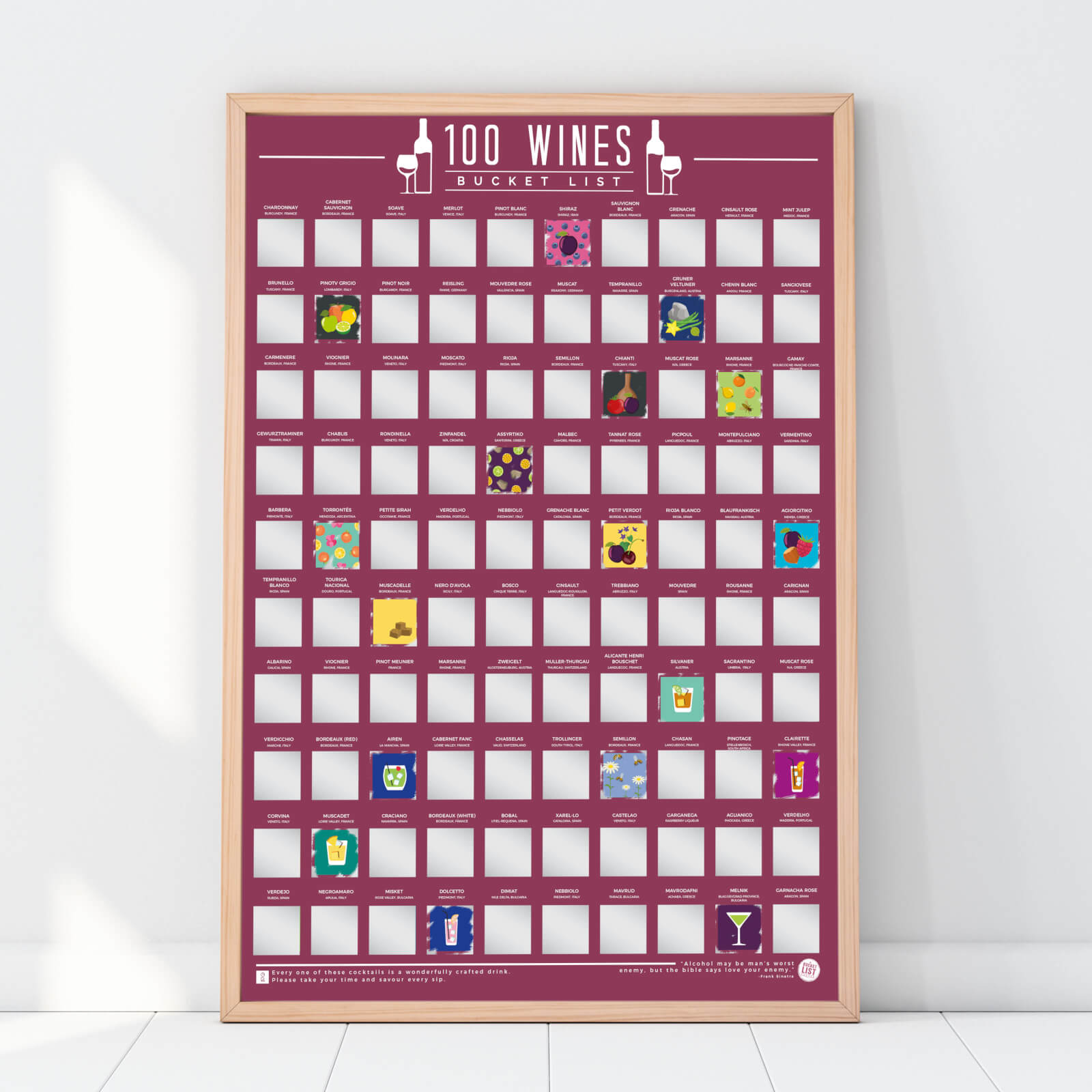 Click to view product details and reviews for 100 Wines Scratch Bucket List Poster.