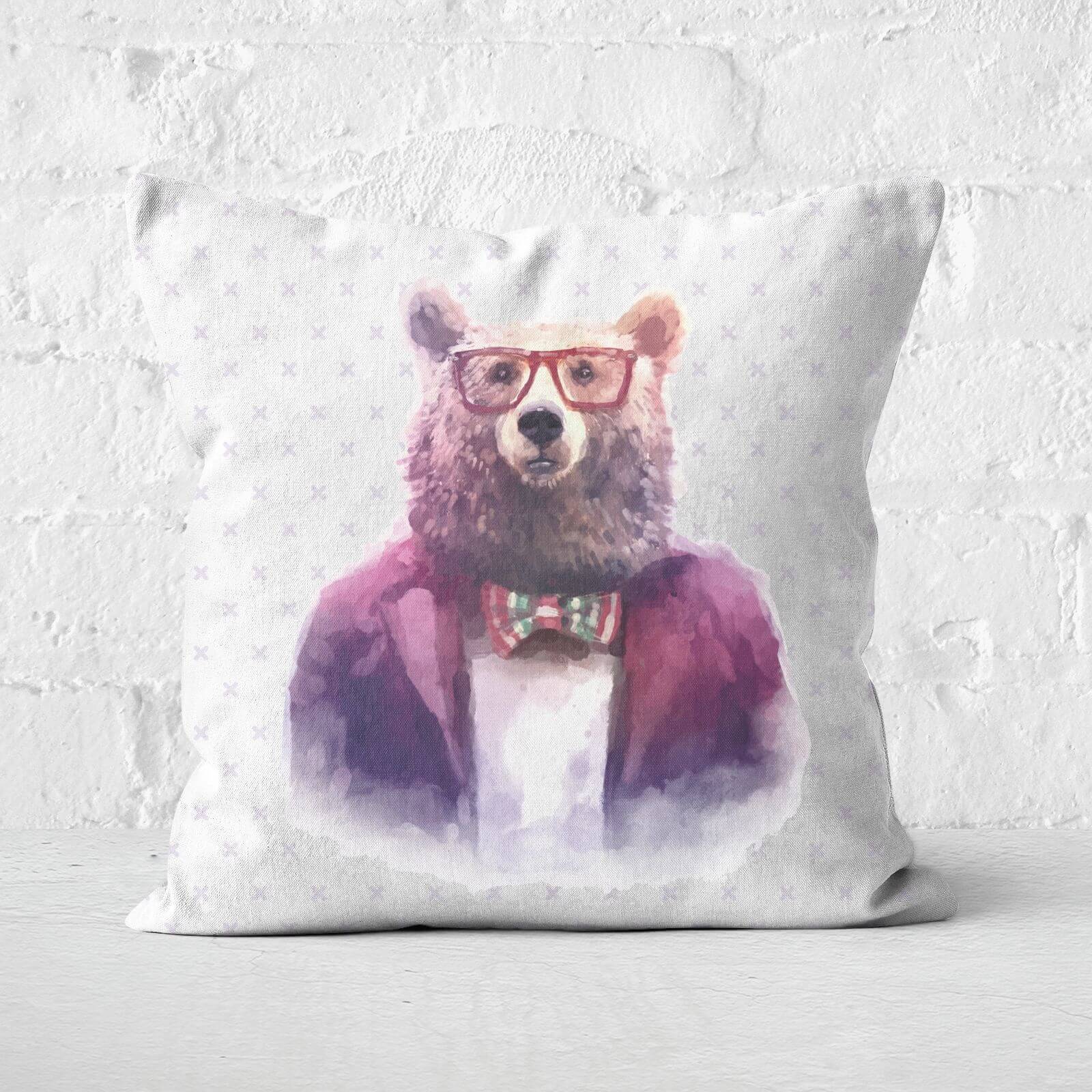 Hipster Bear Square Cushion - 60x60cm - Soft Touch