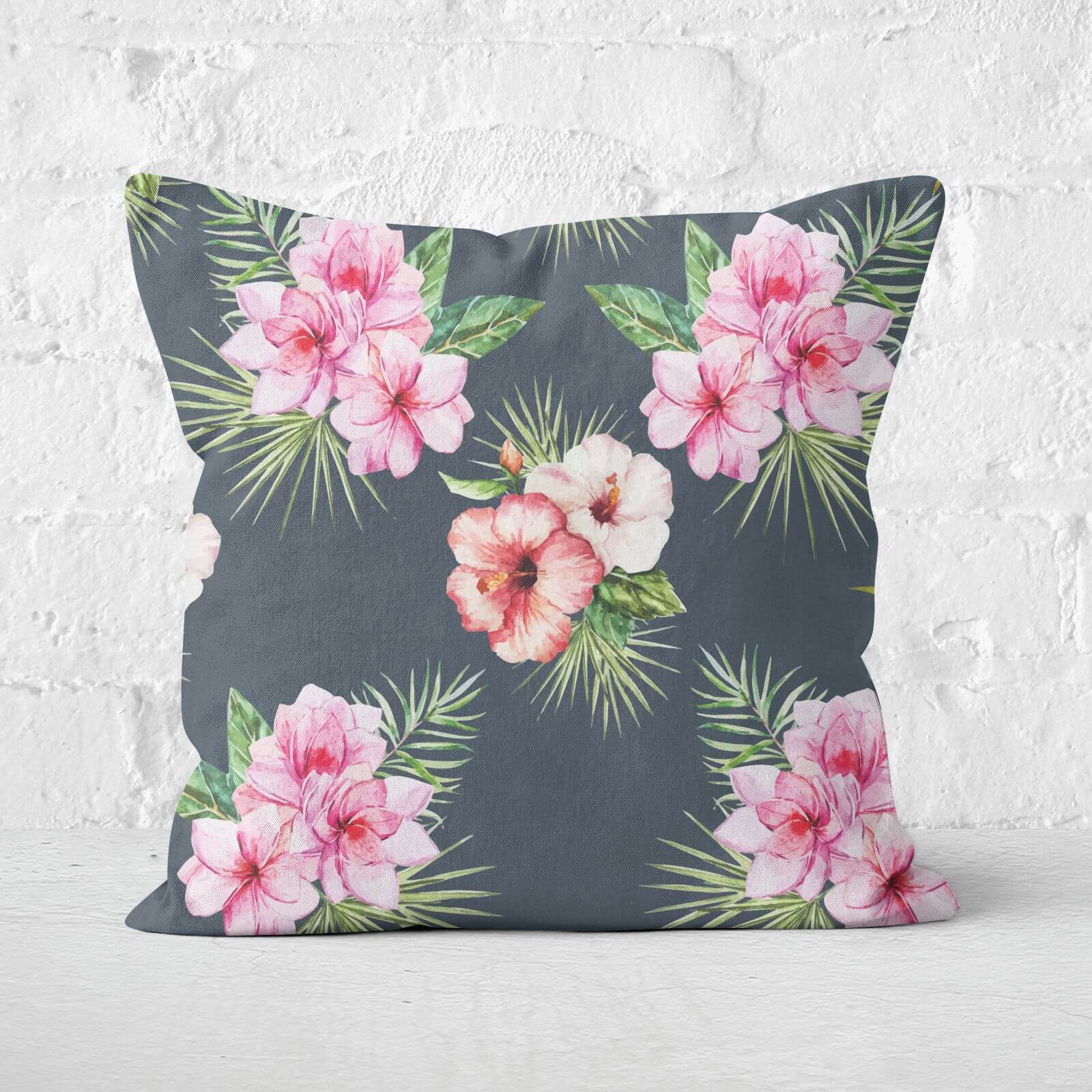 Tropical Flowers Square Cushion - 60x60cm - Soft Touch