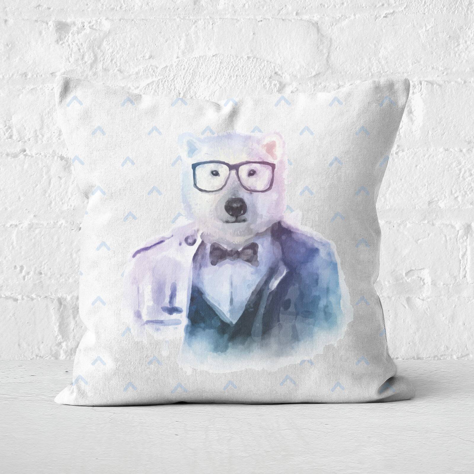 Hipster Polar Bear Square Cushion - 60x60cm - Soft Touch