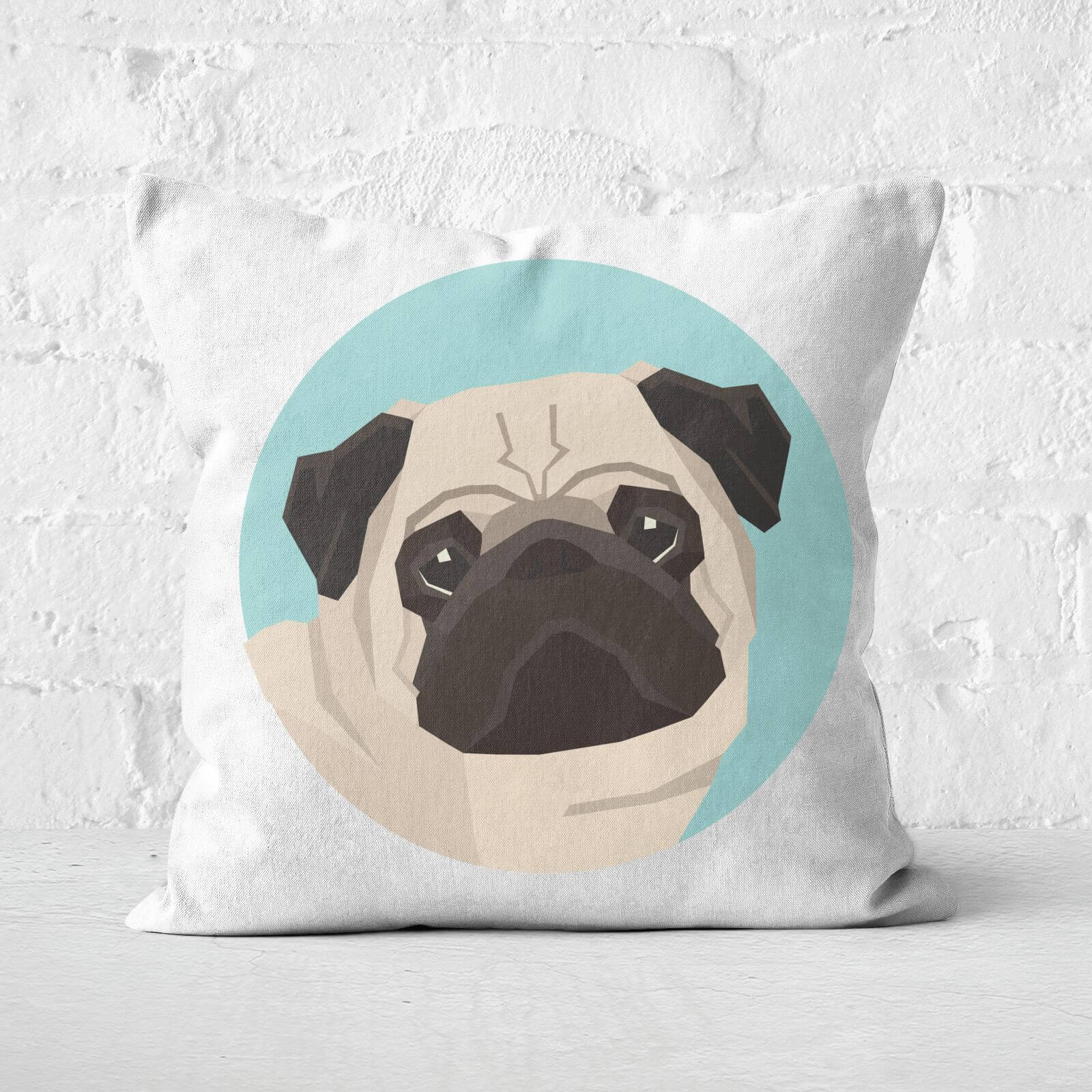 Pug Square Cushion - 60x60cm - Soft Touch