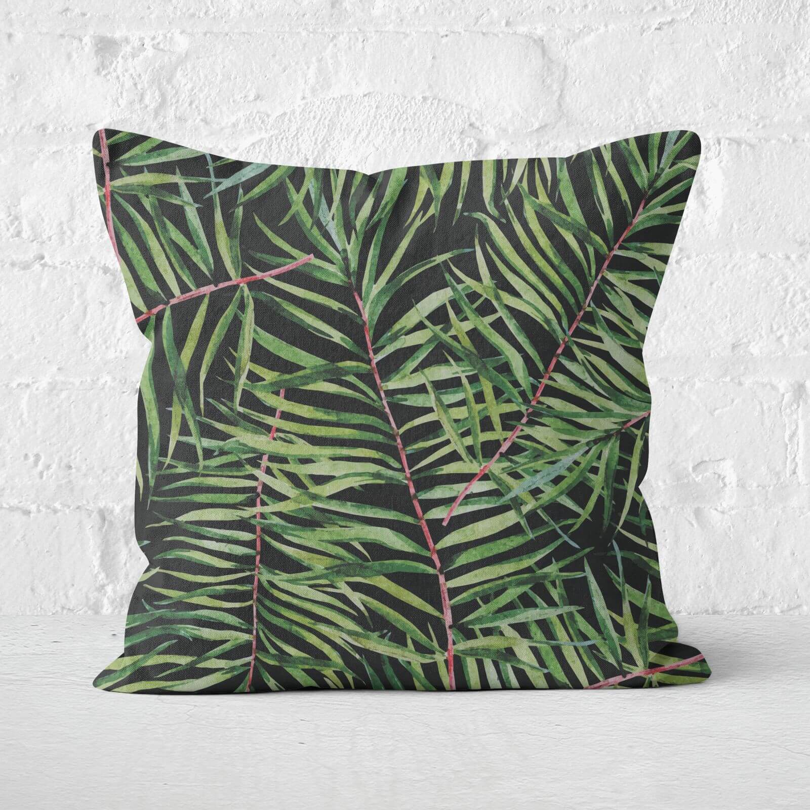 Dark Tropical Leaves Square Cushion - 60x60cm - Soft Touch