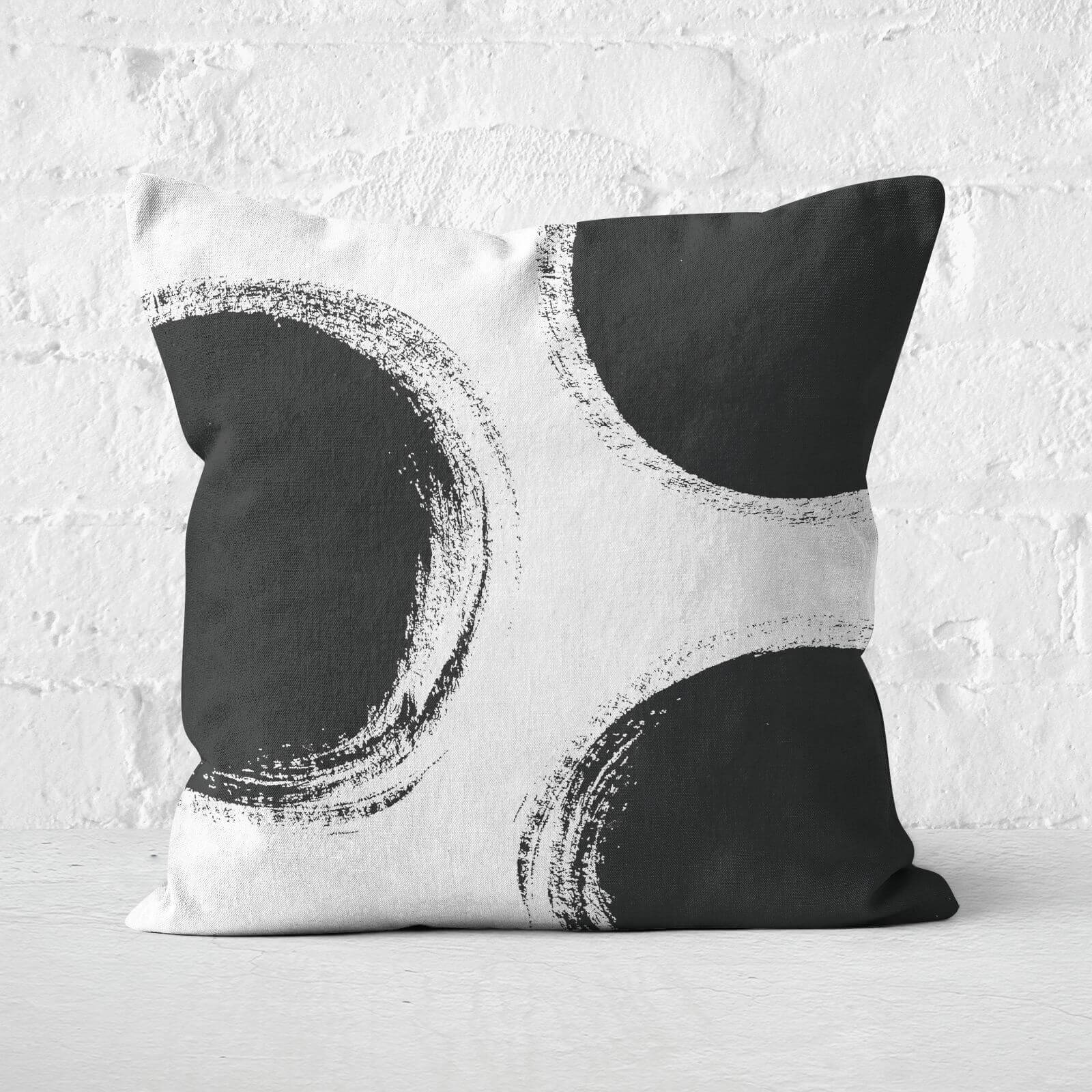 Large Circles Paintbrush Stroke Square Cushion - 60x60cm - Soft Touch