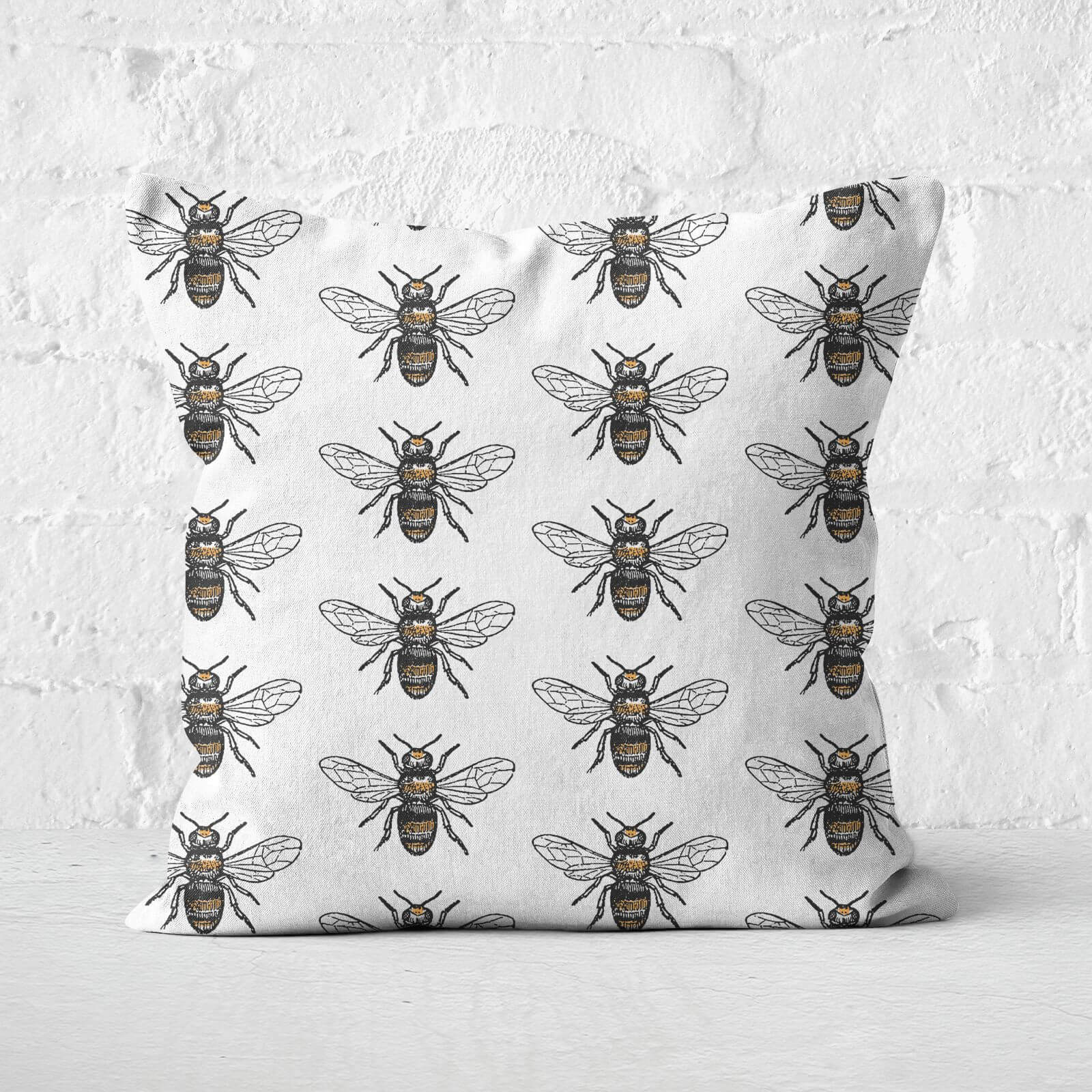 Bee Pattern Square Cushion - 60x60cm - Soft Touch