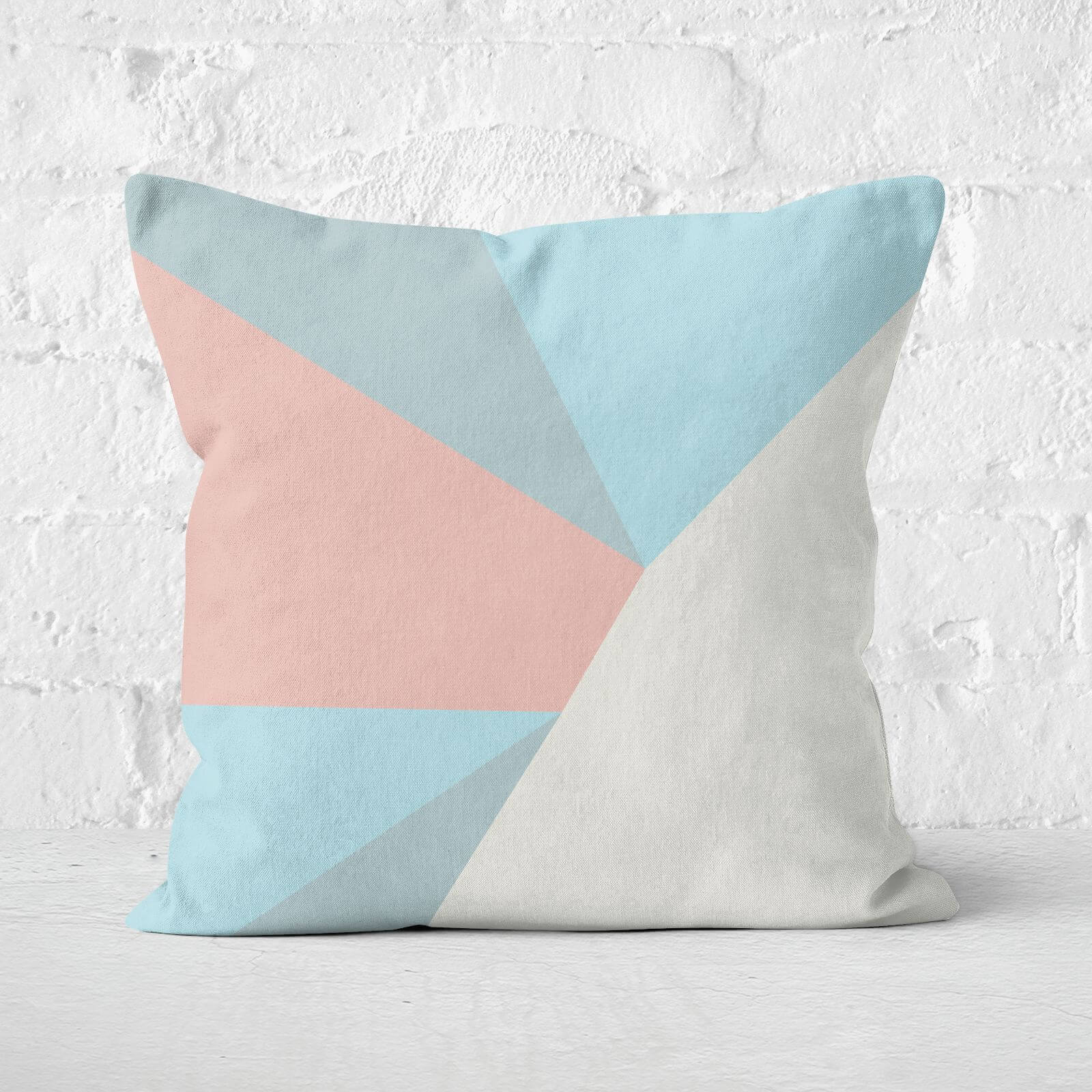 Light Blue Geometric Shapes Square Cushion - 60x60cm - Soft Touch