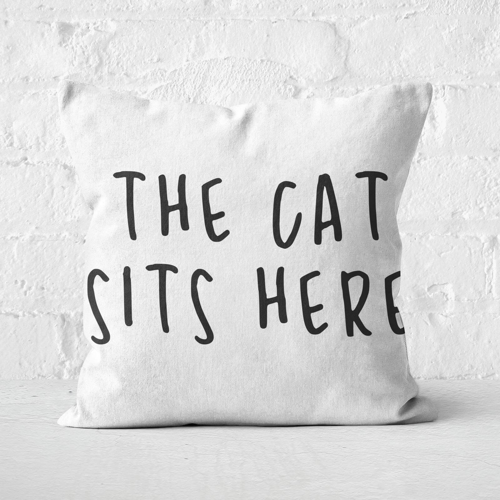The Cat Sits Here Square Cushion - 60x60cm - Soft Touch