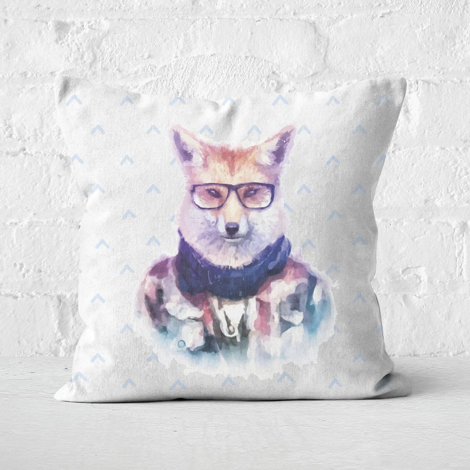 Hipster Fox Square Cushion - 60x60cm - Soft Touch