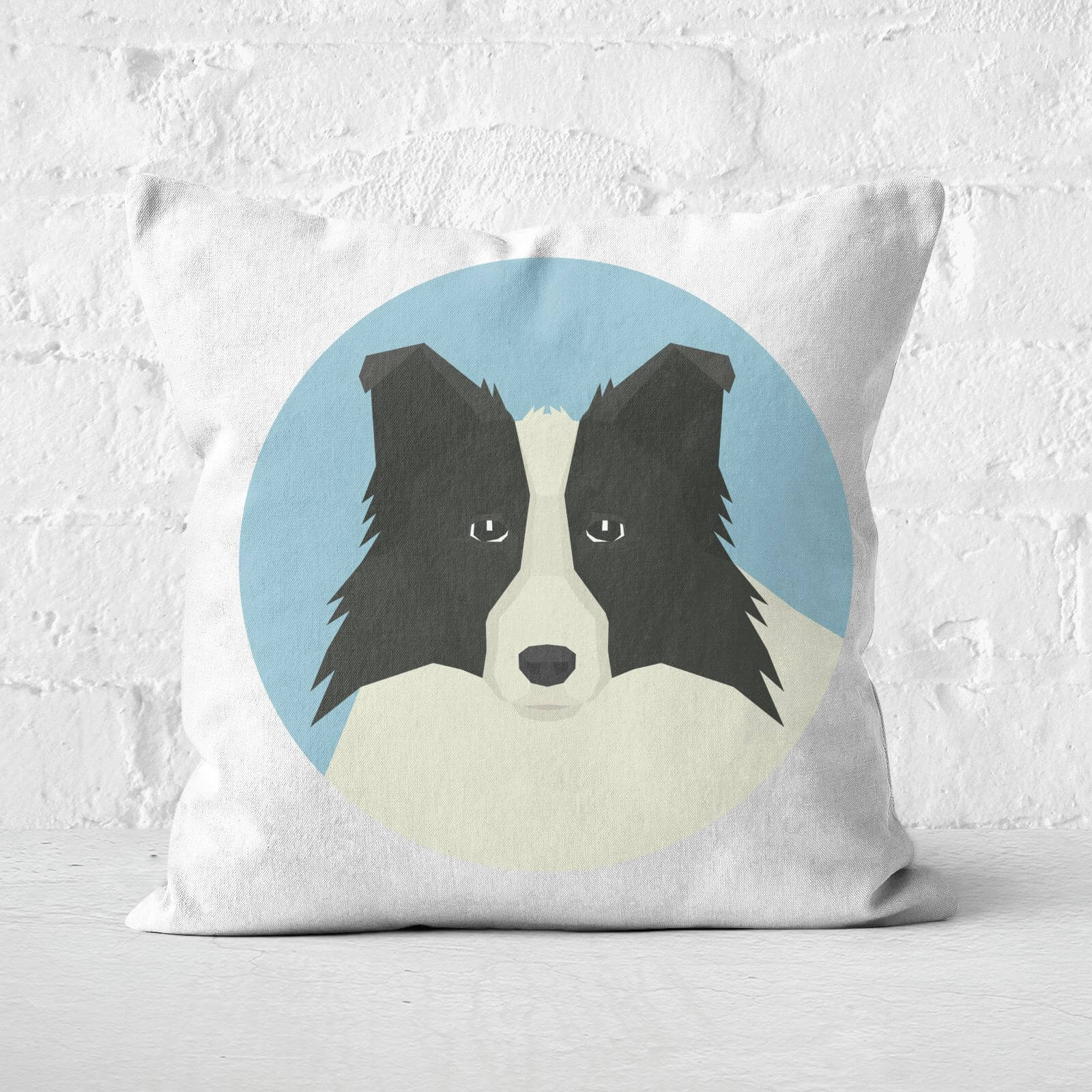 Boarder Collie Square Cushion - 60x60cm - Soft Touch