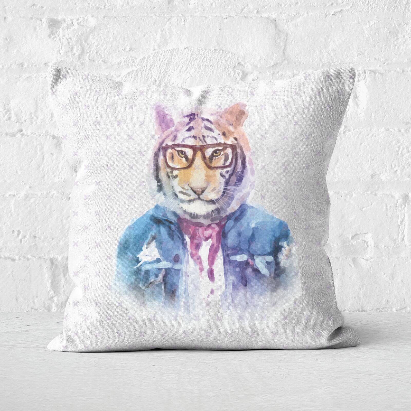 Hipster Tiger Square Cushion - 60x60cm - Soft Touch