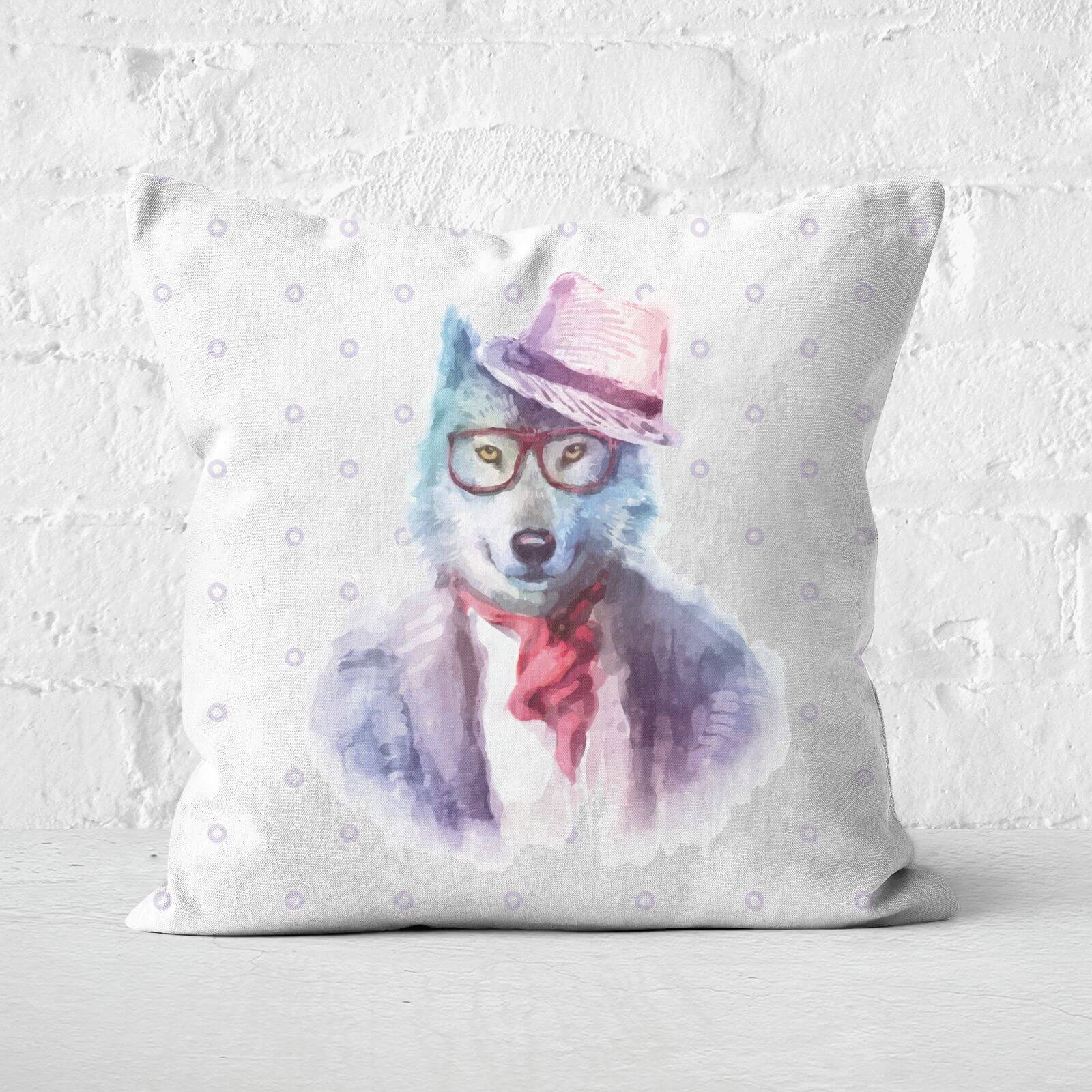 Hipster Wolf Square Cushion - 50x50cm - Soft Touch