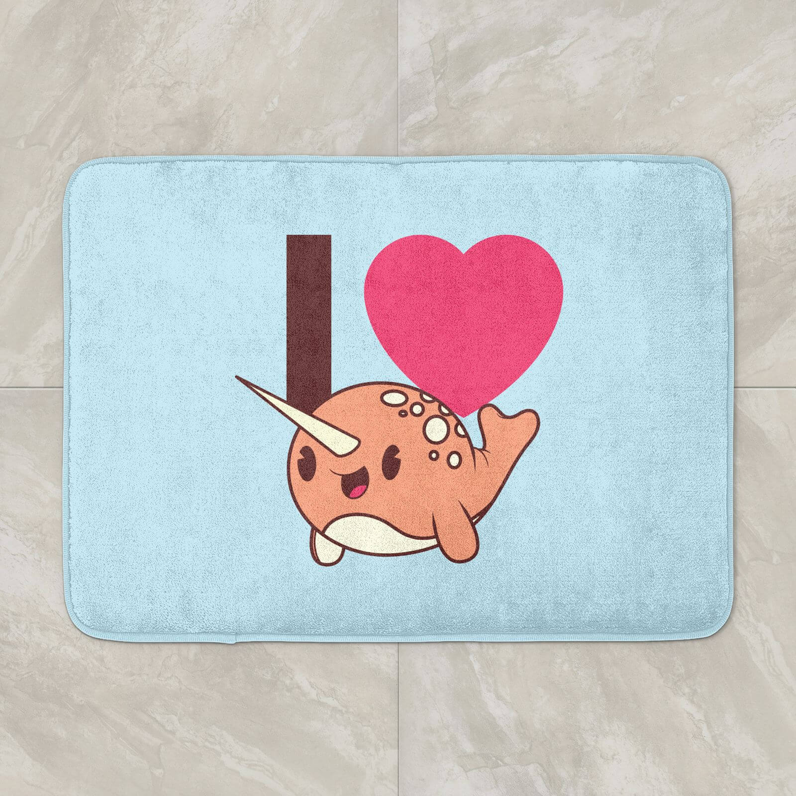I Heart Narwhals Bath Mat