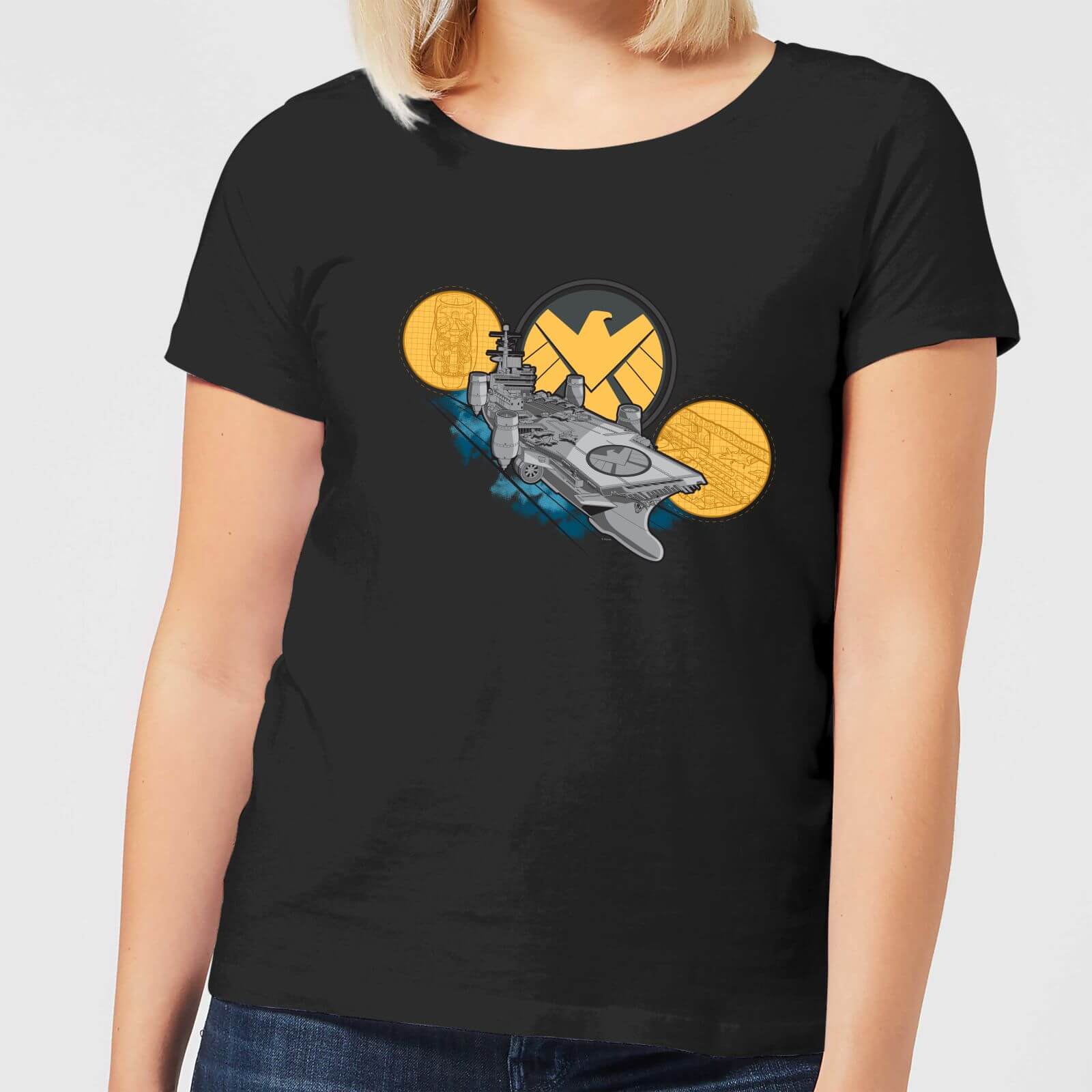 Marvel S.H.I.E.L.D. Helicarrier T-Shirt Donna - Nero - M - Nero