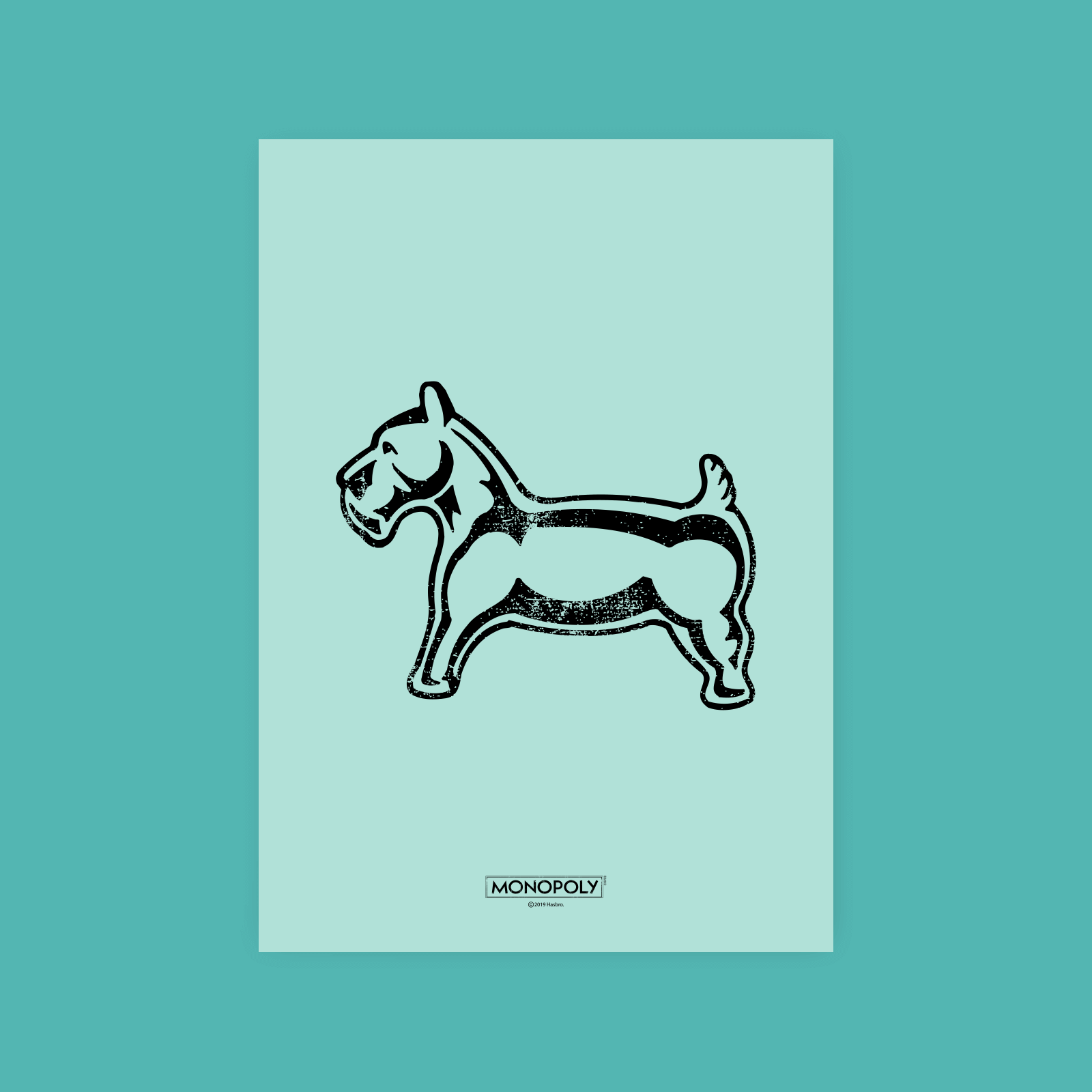 Monopoly Dog Letterpress Art Print - A4