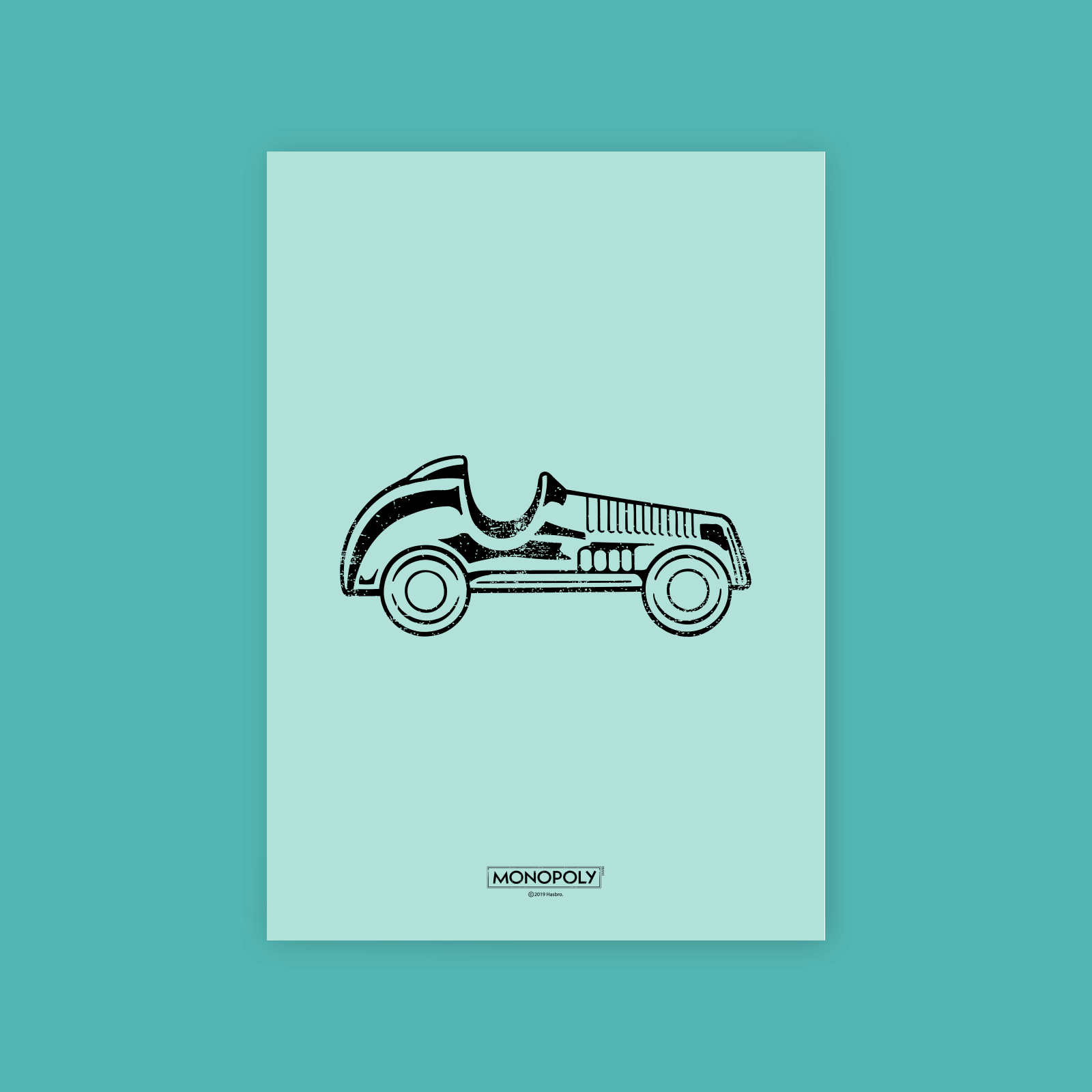 Monopoly Car Letterpress Art Print - A4