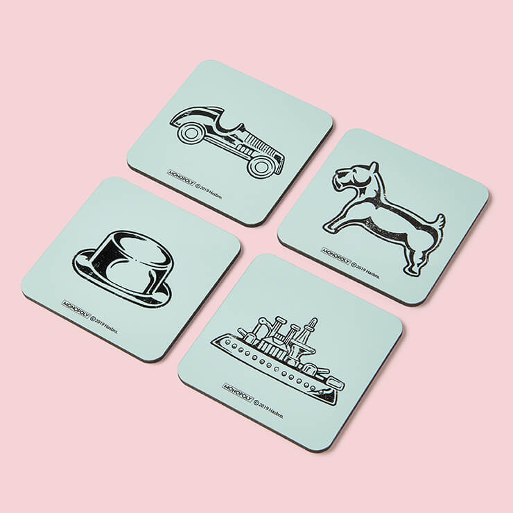 Monopoly Pieces Letterpress Coaster Set