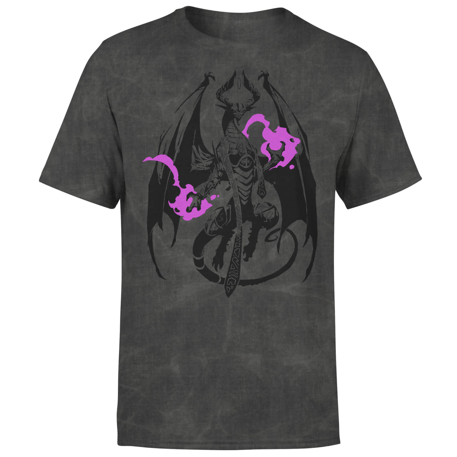Magic The Gathering Nicol Bolas Line Art Men's T-Shirt - Acid Wash - L - Noir