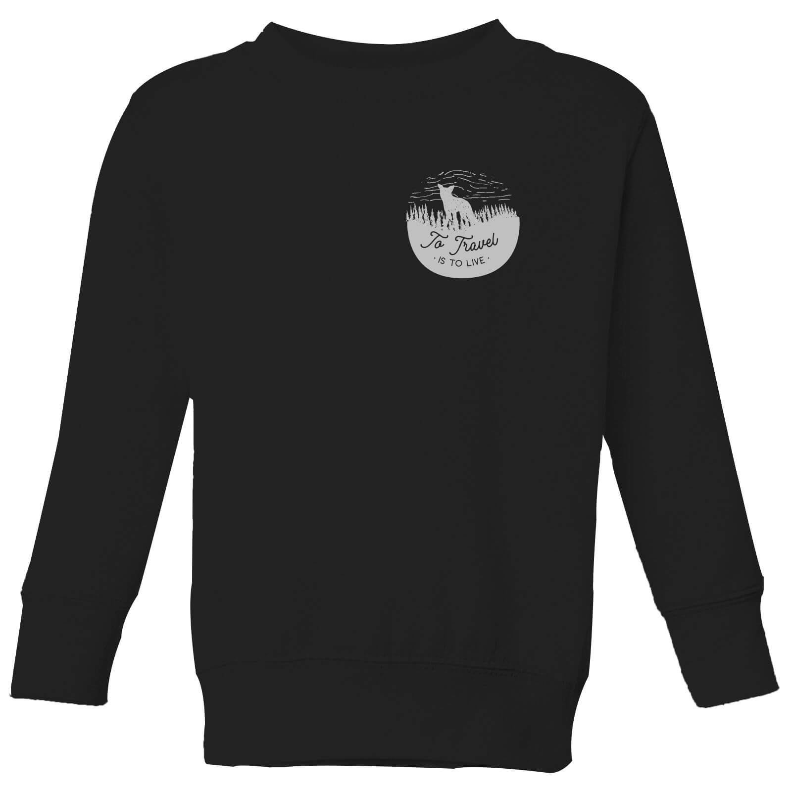 To Travel Is To Live Pocket Print Kids' Sweatshirt - Black - 3-4 Years - Black